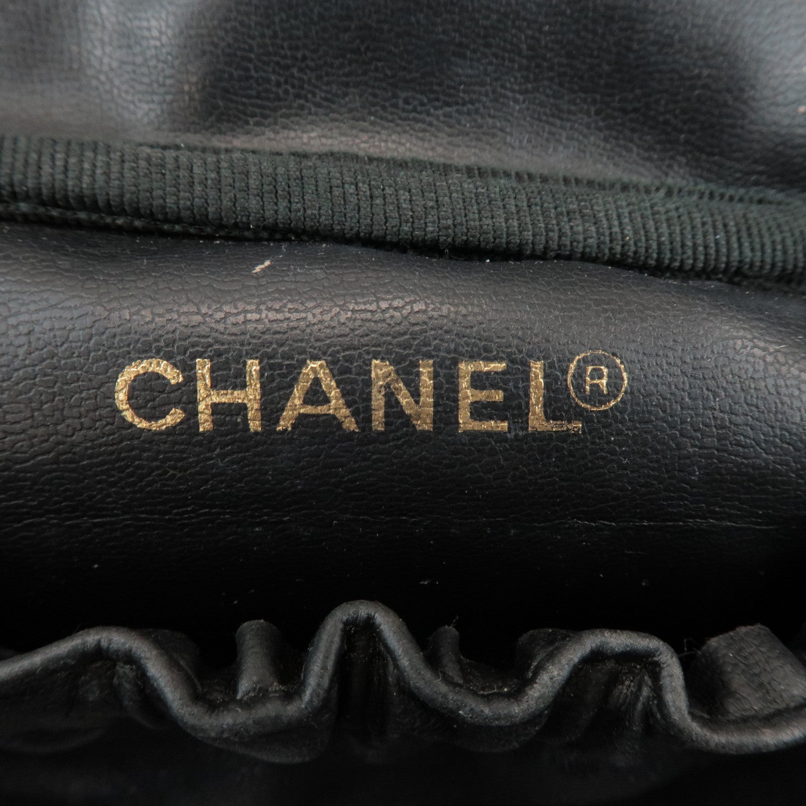 CHANEL COCO Mark Caviar Leather Vanity Bag Hand Bag Black A01997