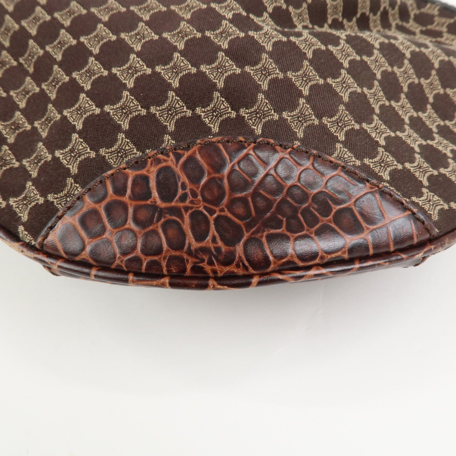 CELINE Macadam Canvas Embossed Leather Bittersweet Shoulder Bag