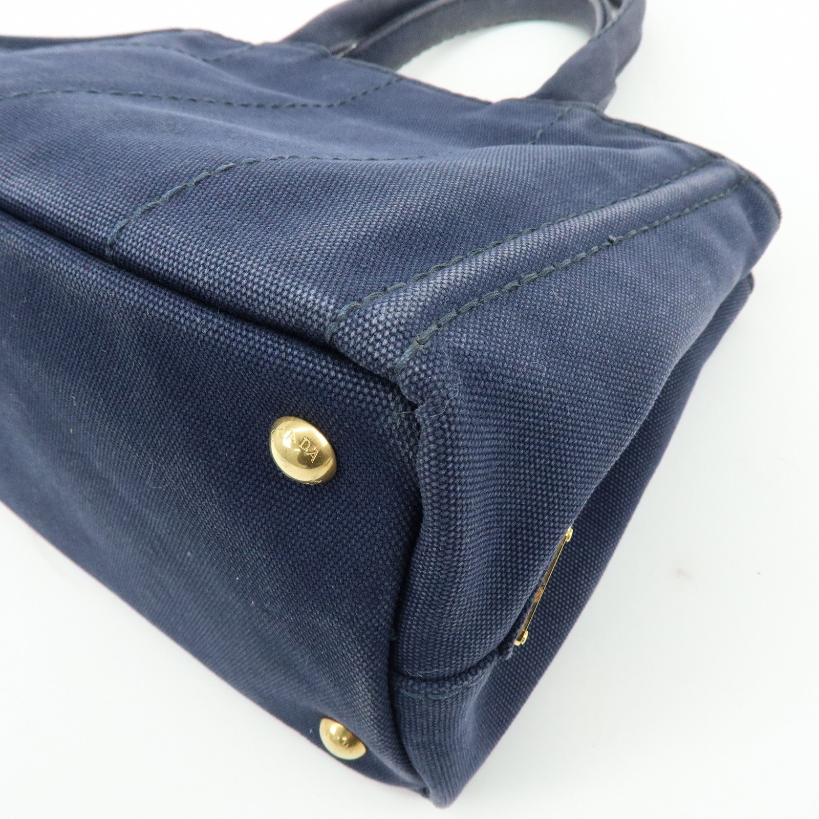 PRADA Canapa Mini Canvas 2Way Bag Hand Bag Navy 1BG439