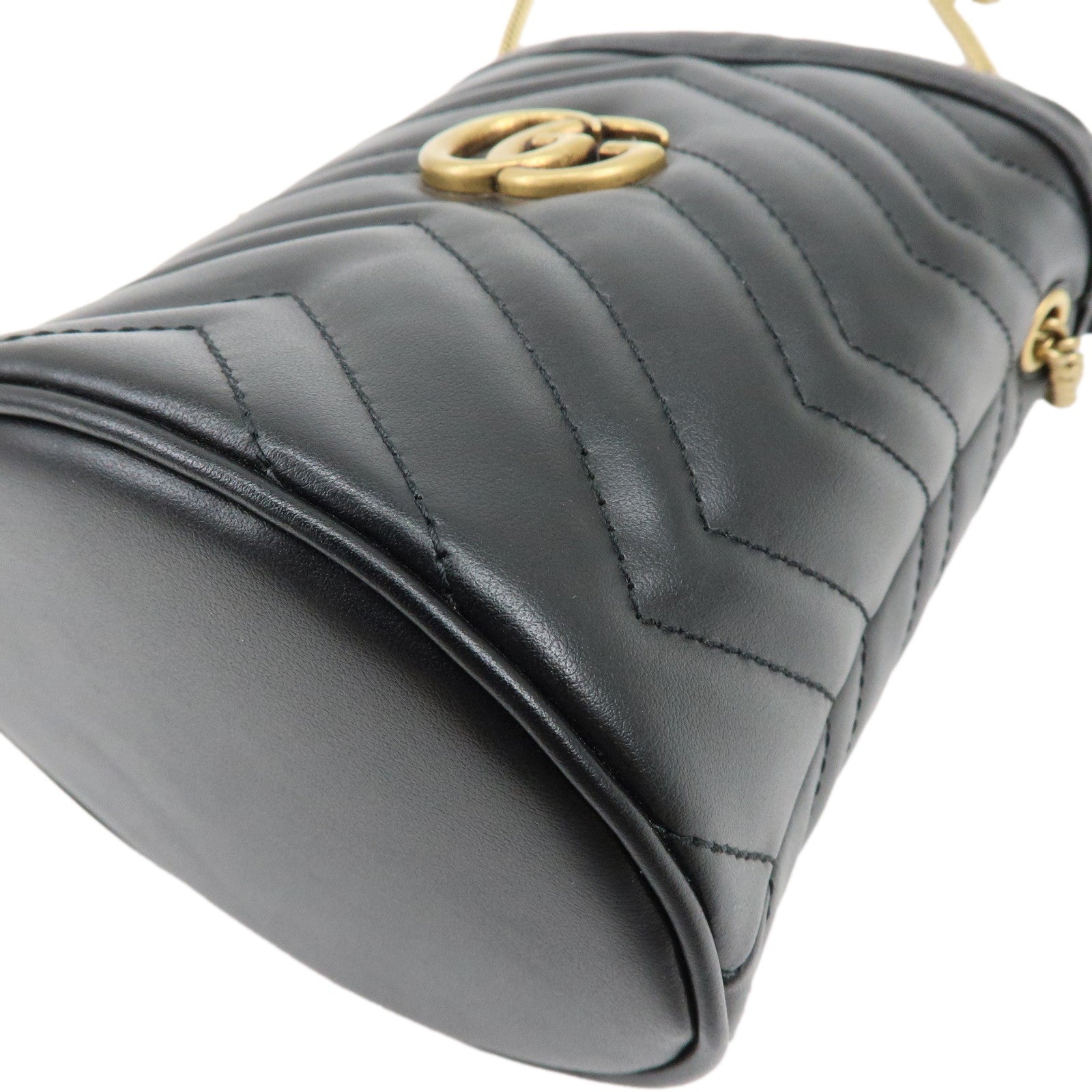 GUCCI GG Marmont Leather Small Bucket Bag Chain Shoulder Bag 57516