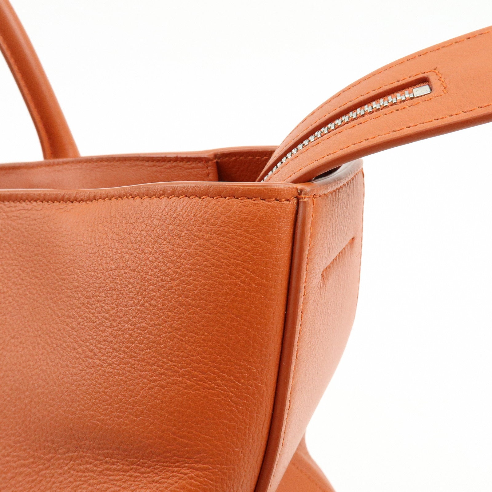 Ferragamo Logo Leather Tote Bag Hand Bag Orange