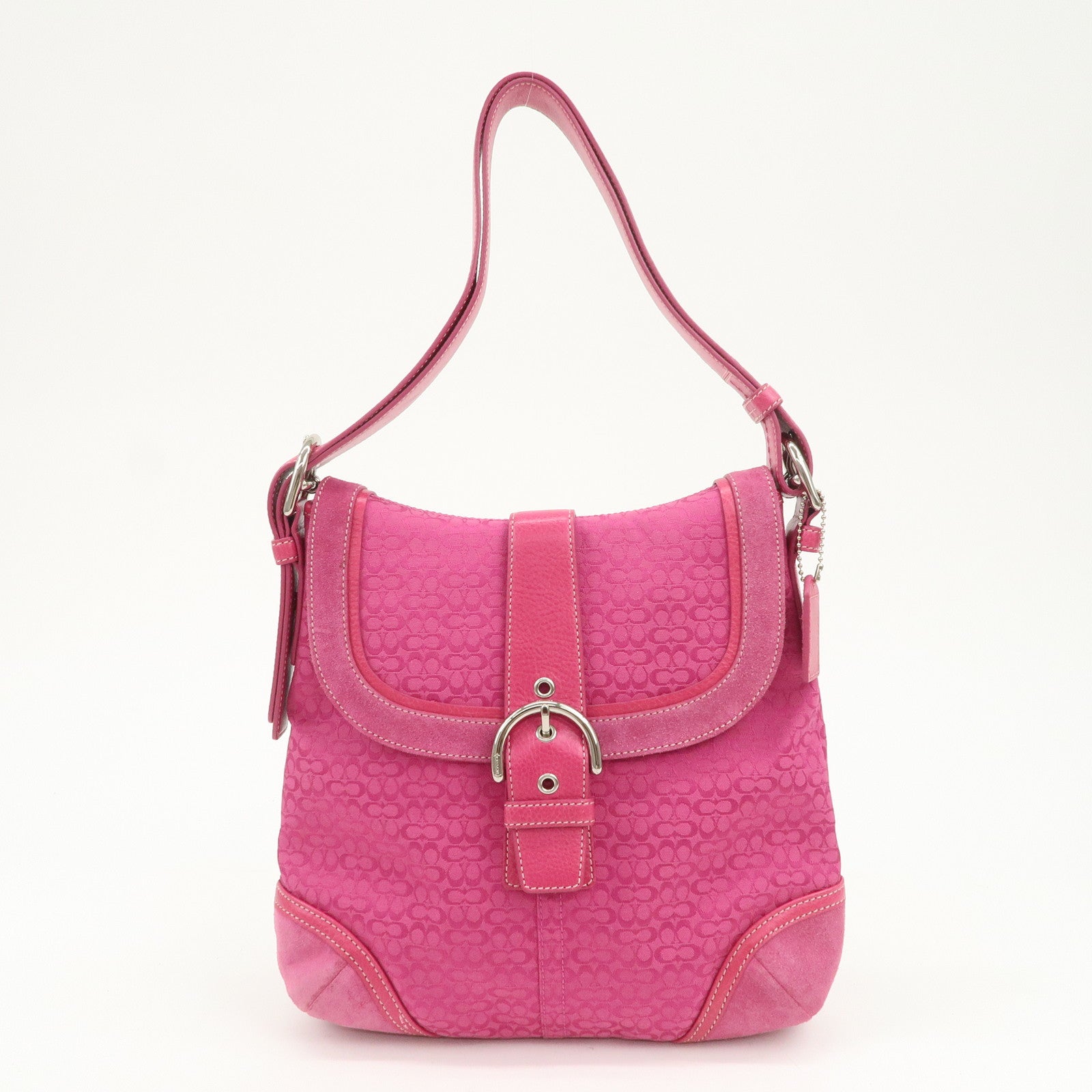 COACH Signature Canvas Leather Set of 2 Shoulder Bag Brown Pink