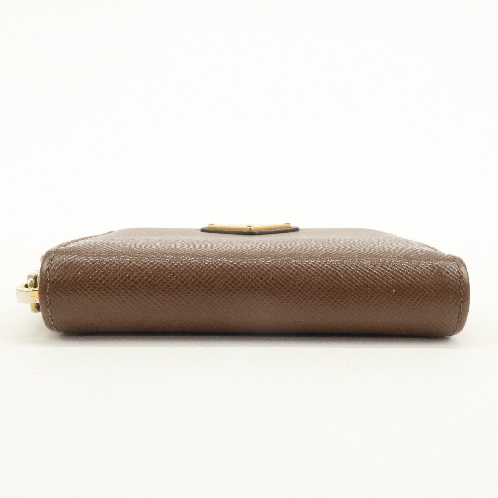 PRADA Triangle Logo Saffiano Leather Coin Case Coin Purse Brown