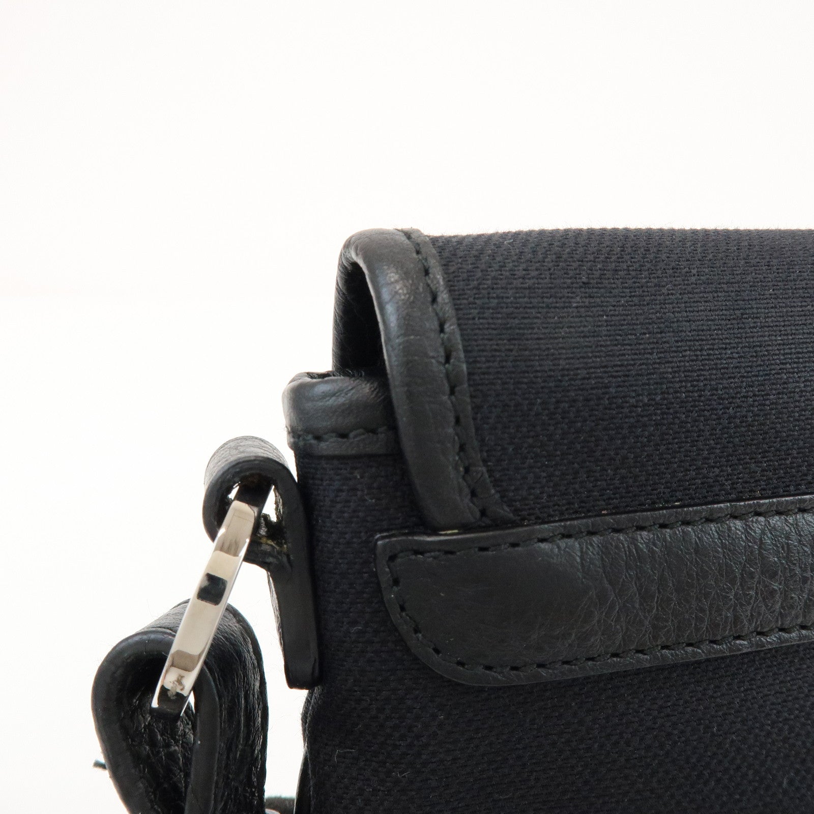 BVLGARI Canvas Leather Shoulder Bag Crossbody Bag Black