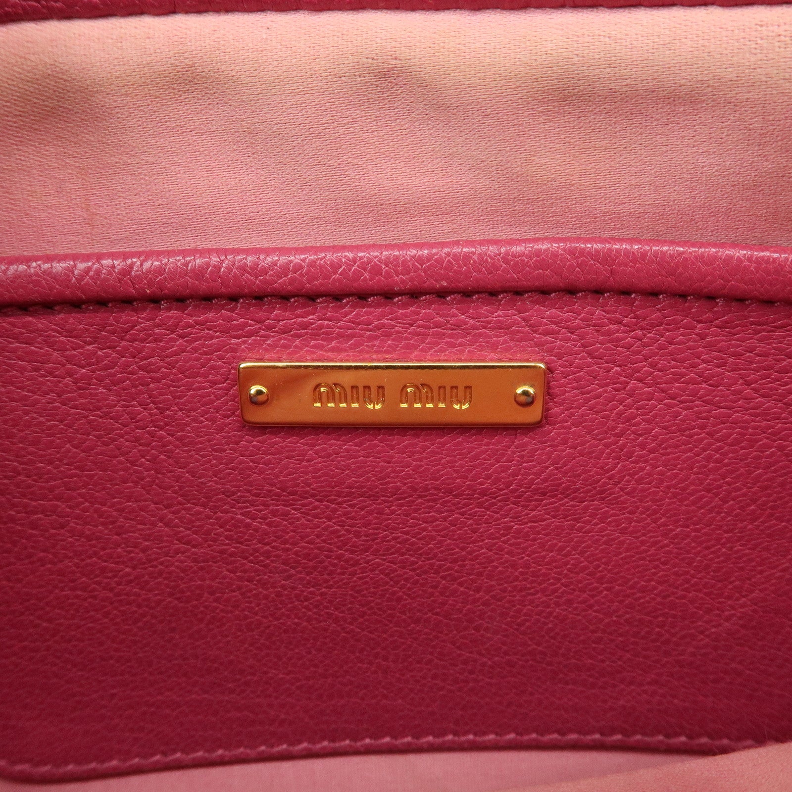 MIU MIU MADRAS BICOLORE Leather Shoulder Bag Crossbody Bag Pink Used