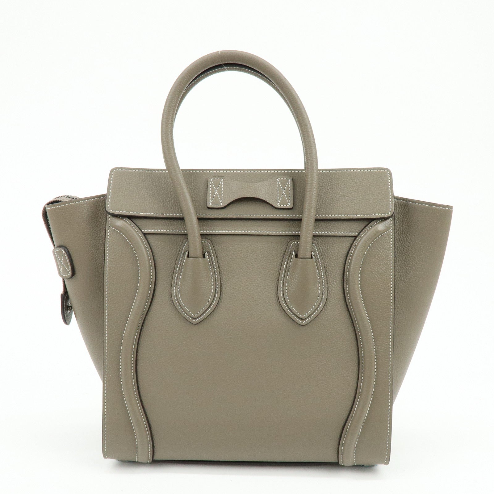 CELINE Luggage Micro Shopper Leather Hand Bag Tote Bag Gray