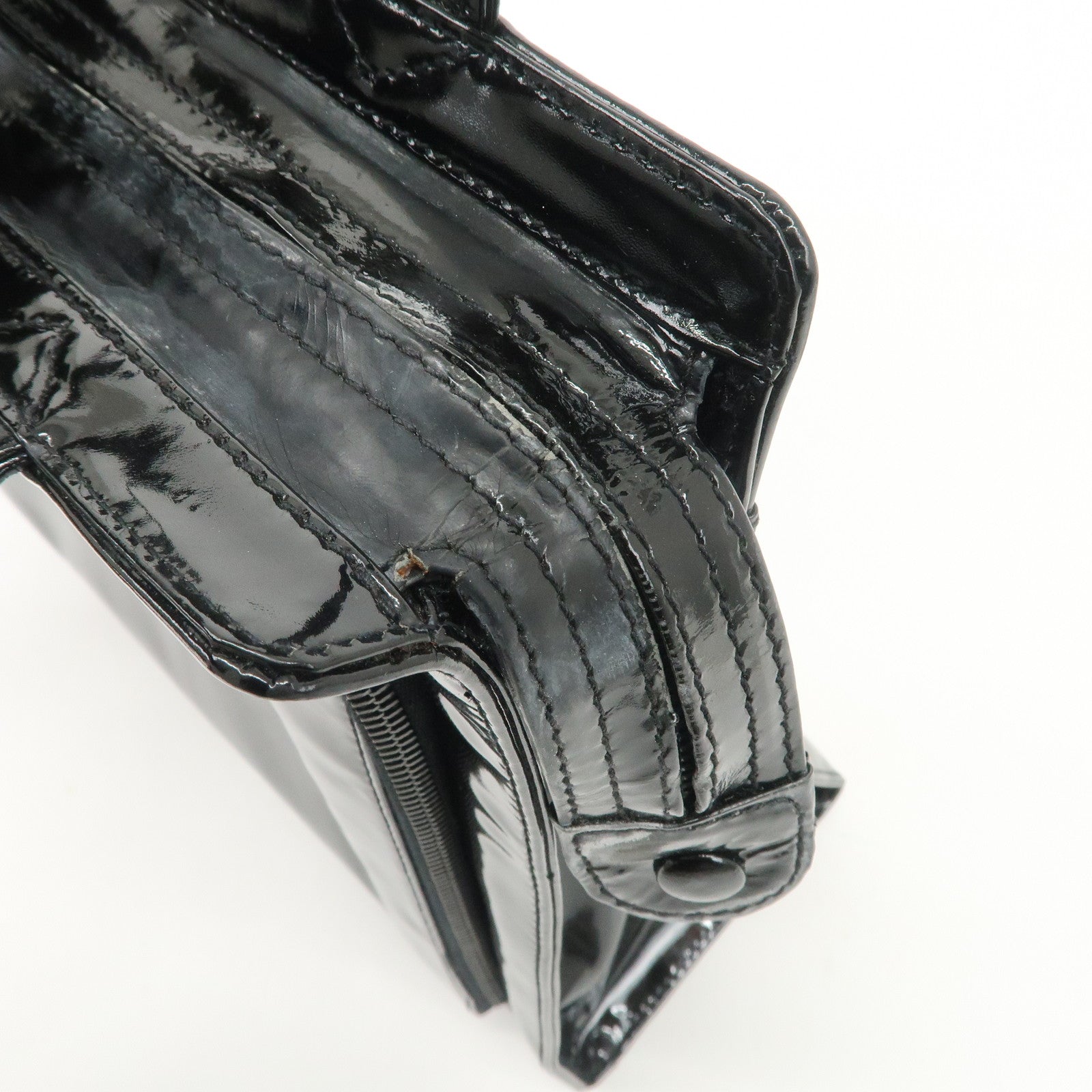 CHANEL COCO Mark Patent Leather Tote Bag Shoulder Bag Black Used