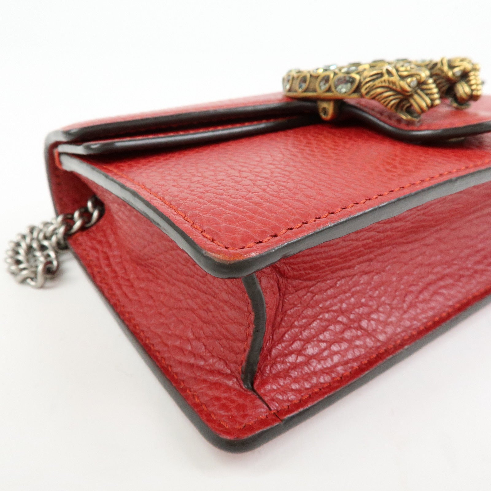 GUCCI Dionysus Super Mini Bag Leather Chain Shoulder Bag Red 476432