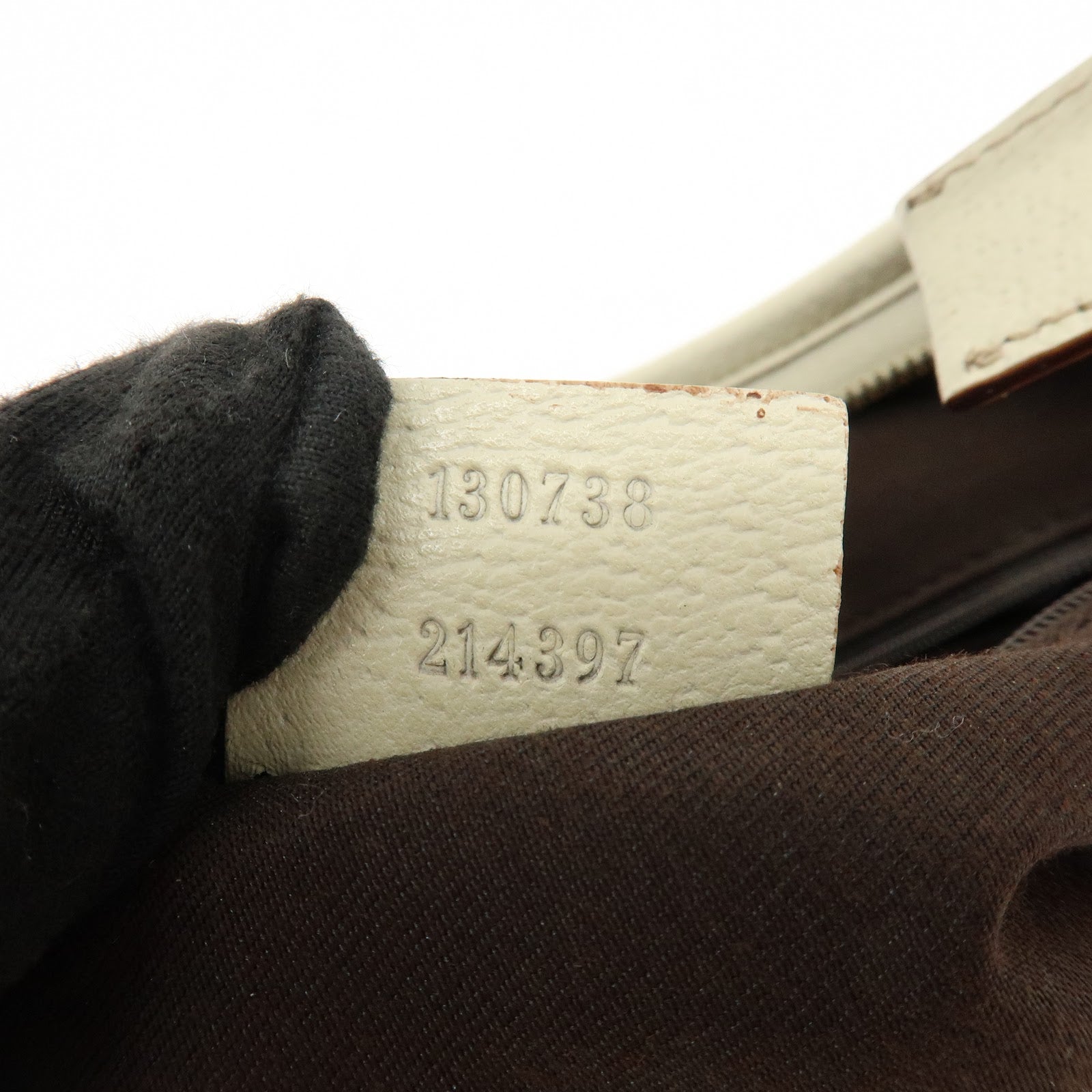 Gucci Abbey GG Canvas Leather Shoulder Bag Beige White 130738
