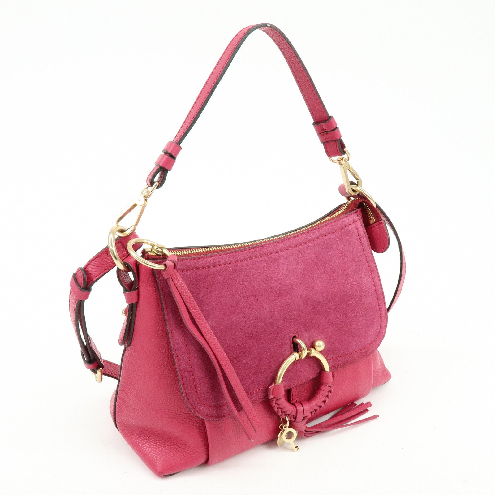Chloe Joan Suede Leather Shoulder Bag Hand Bag Pink