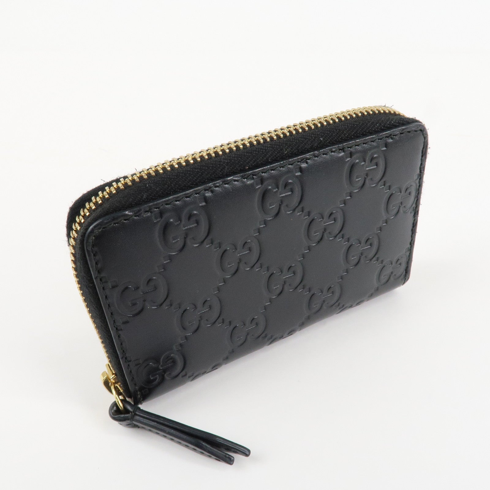 GUCCI Guccissima Leather Card Case Card Holder Black 447939 Used