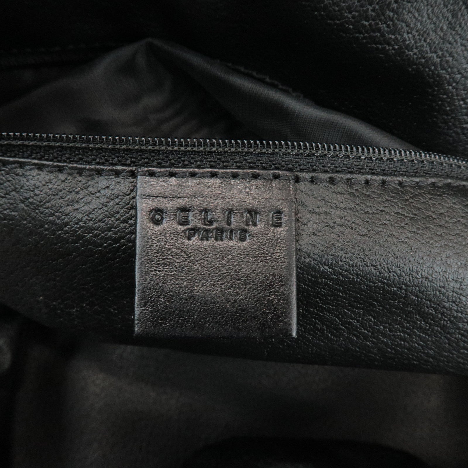 CELINE Macadam PVC Leather Boston Bag Hand Bag Black Brown