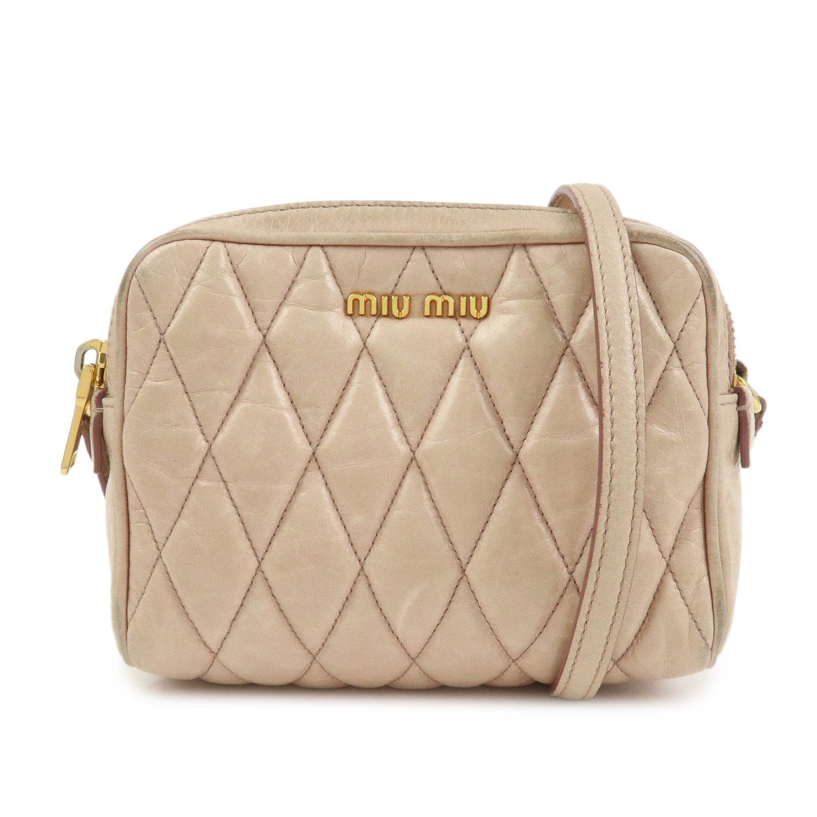 MIU MIU Leather Shoulder Bag Crossbody Bag Light Pink 5BH543