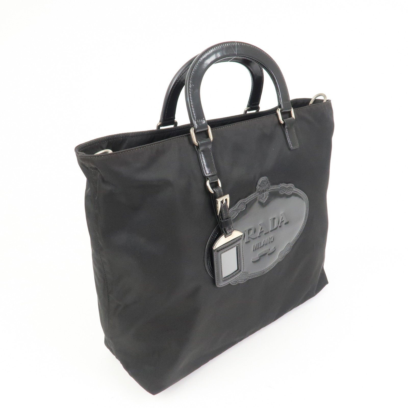 PRADA Nylon Patent Leather 2Way Bag Shoulder Bag Black BN1106