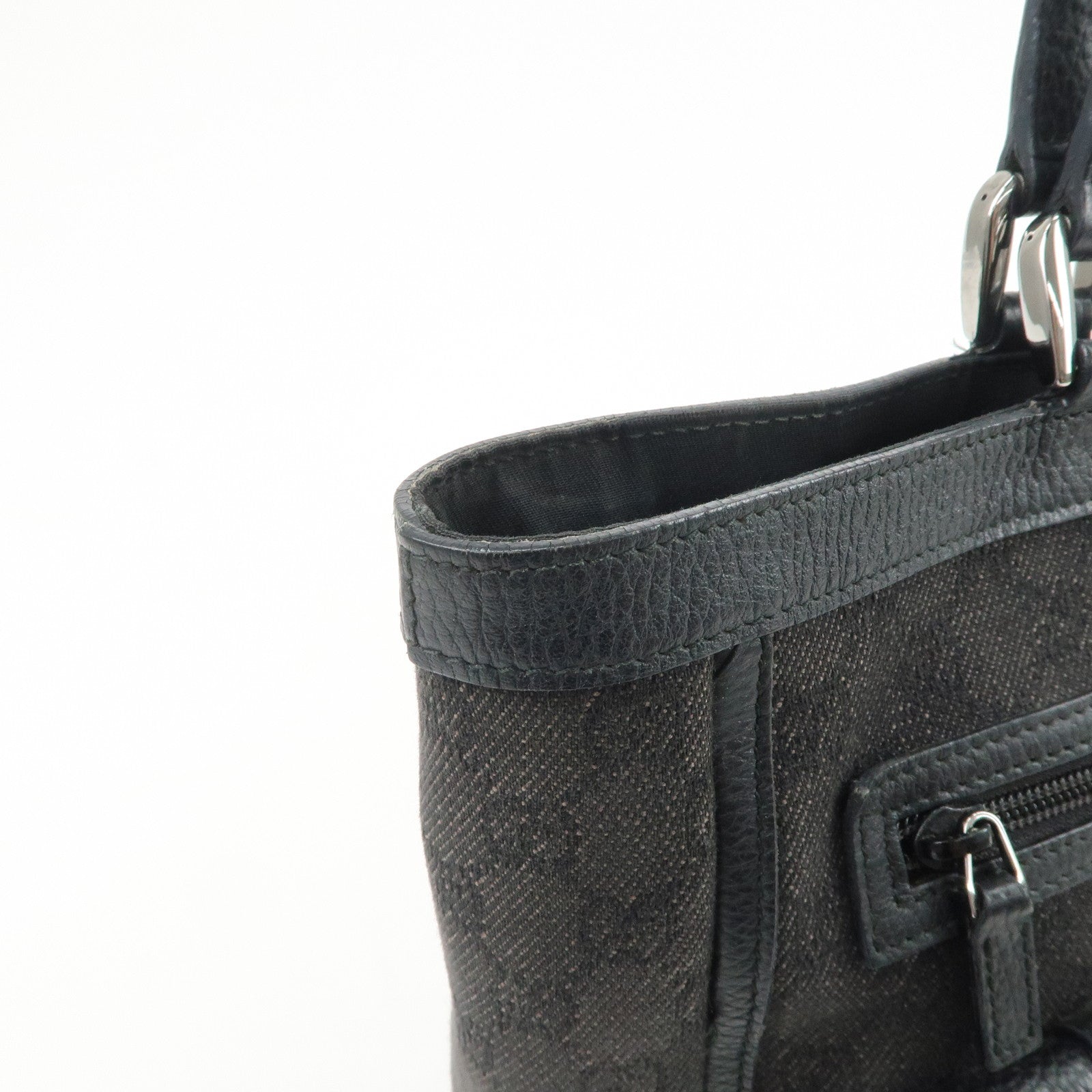 GUCCI Abbey GG Canvas Leather Tote Bag Shoulder Bag Black 268639