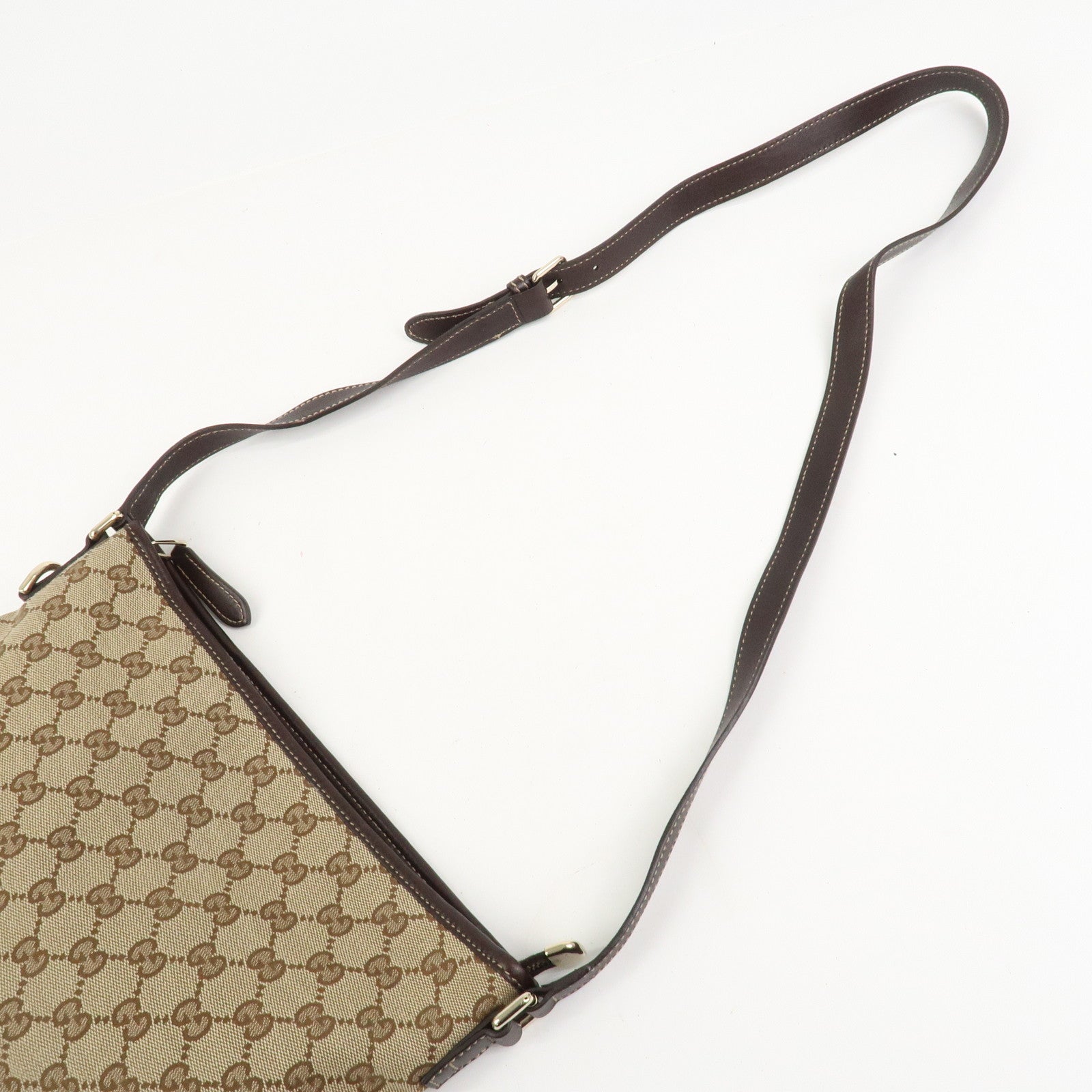 GUCCI New Britt Interlocking G Canvas Leather Shoulder Bag 169998