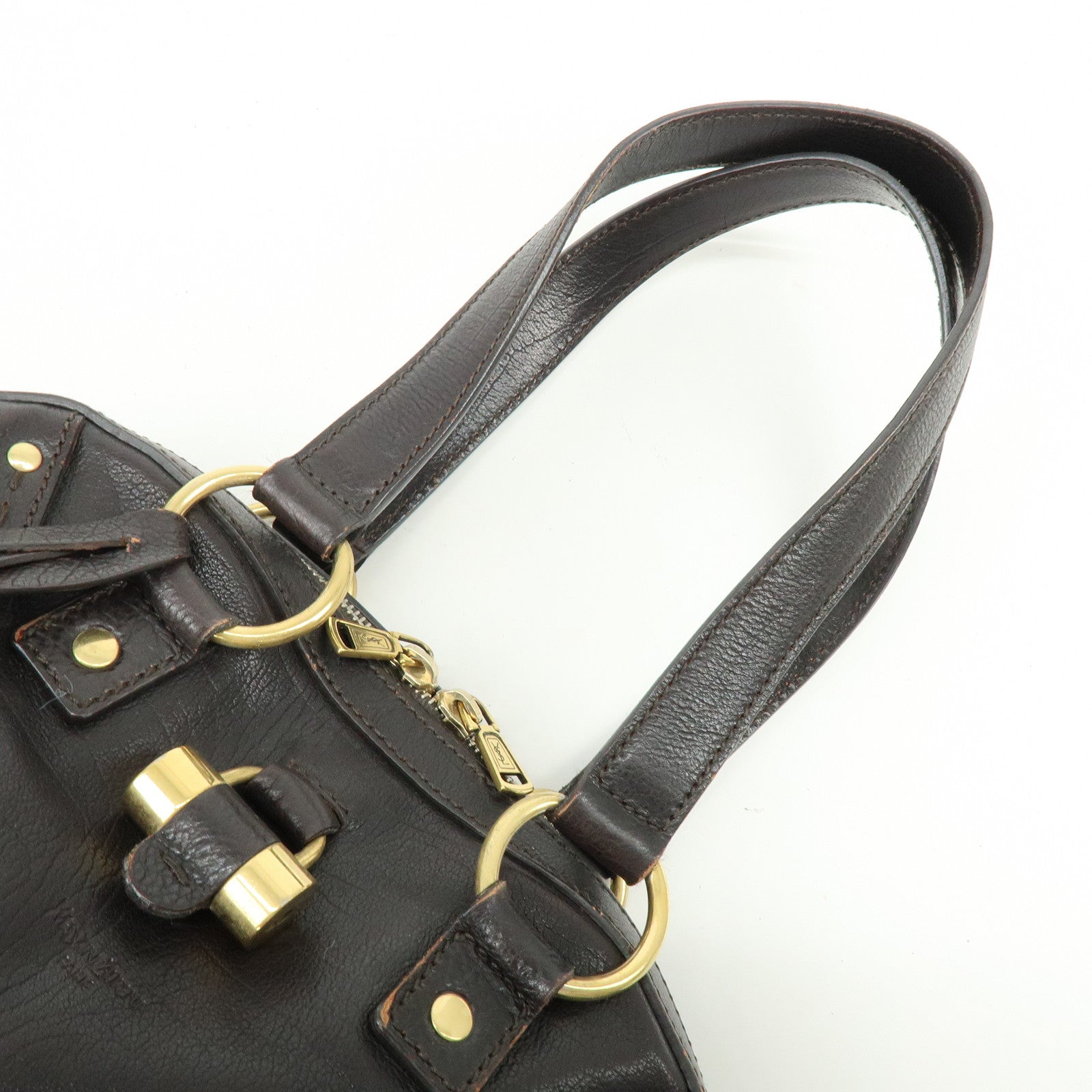 SAINT LAURENT PARIS Muse Y Line Calf Leather Hand Boston Bag Brown