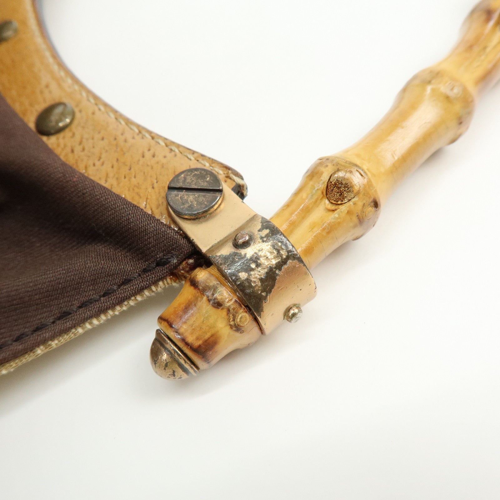 GUCCI GG Canvas Bamboo Leather Hand Bag Tote Bag Beige 124297