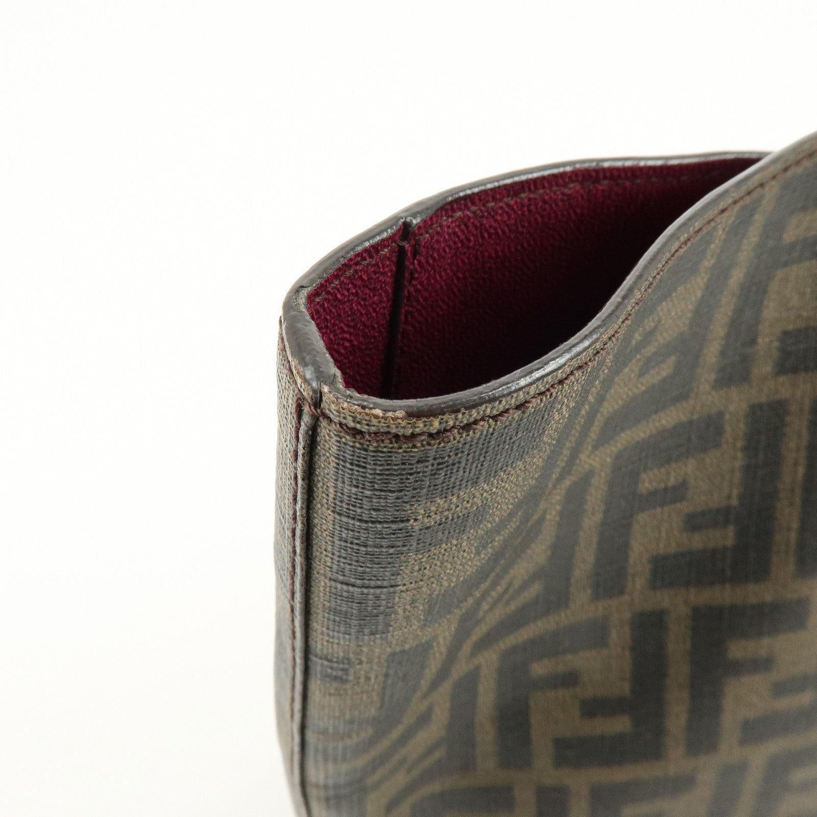 FENDI Zucca PVC Leather Tote Bag Shoulder Bag Brown Pink 8BH185