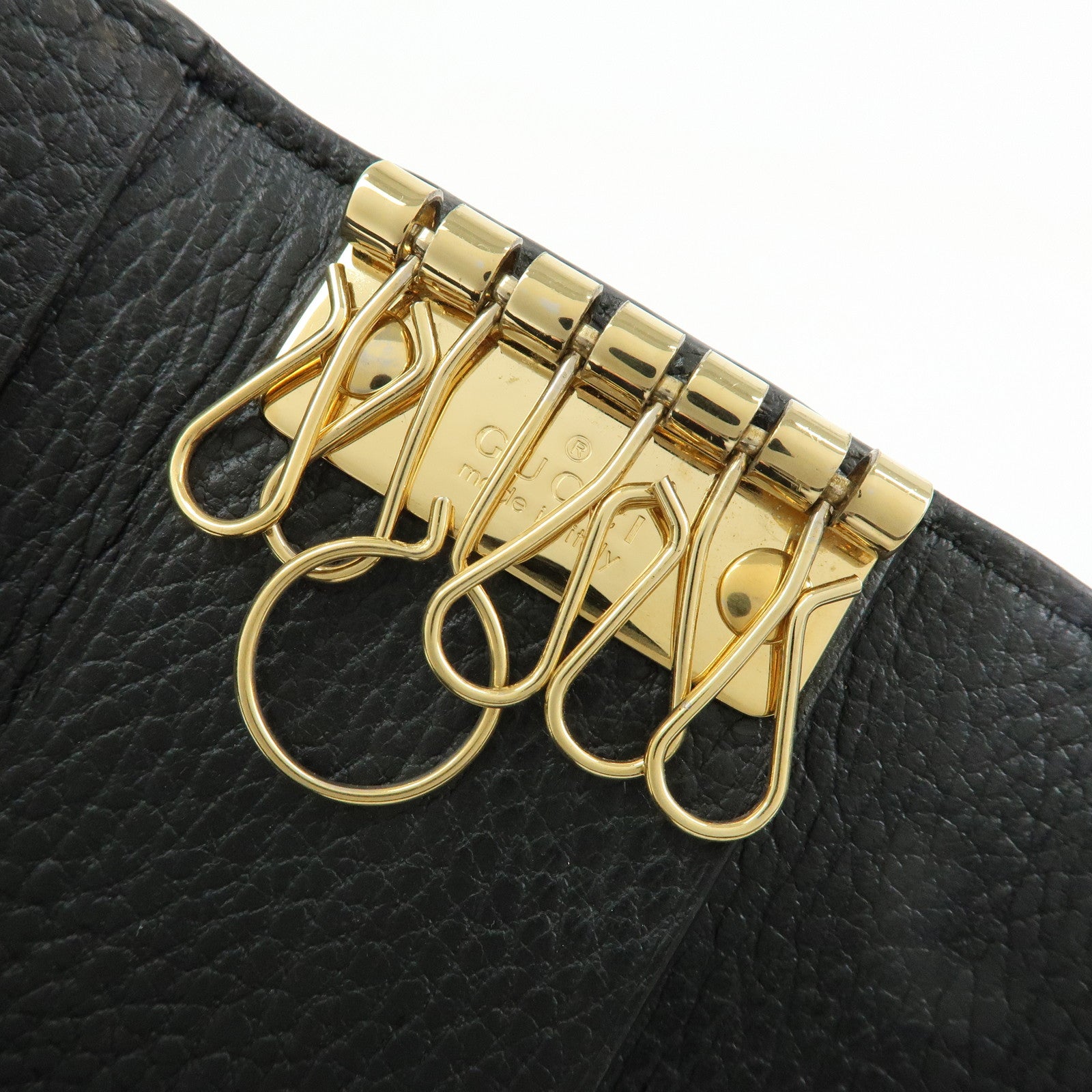 GUCCI GG Marmont GG Supreme Leather 6 Key Case Beige Black 456118