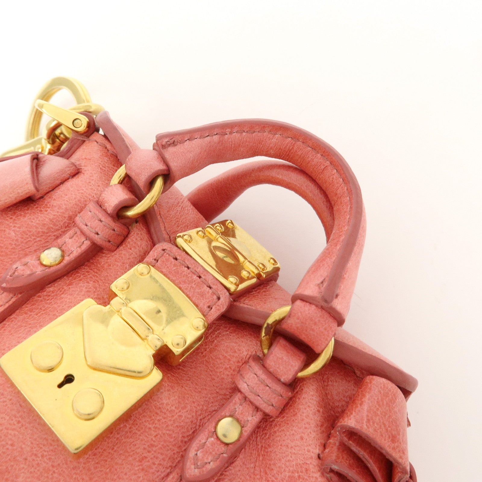 MIUMIU Leather Small Purse Bag Charm Key Charm Pink