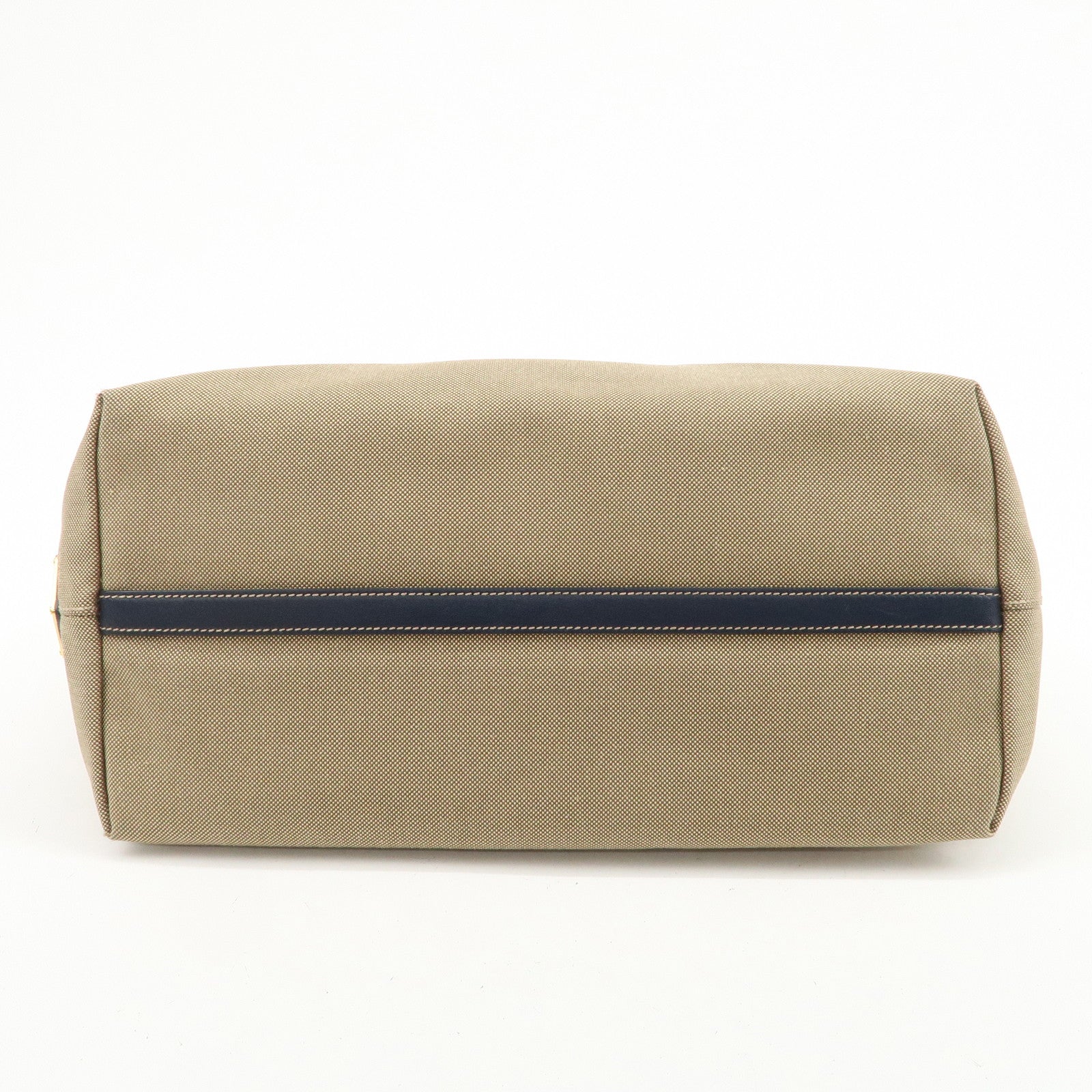 PRADA Logo Jacquard Leather Tote Bag Shoulder Bag Beige 1BG158