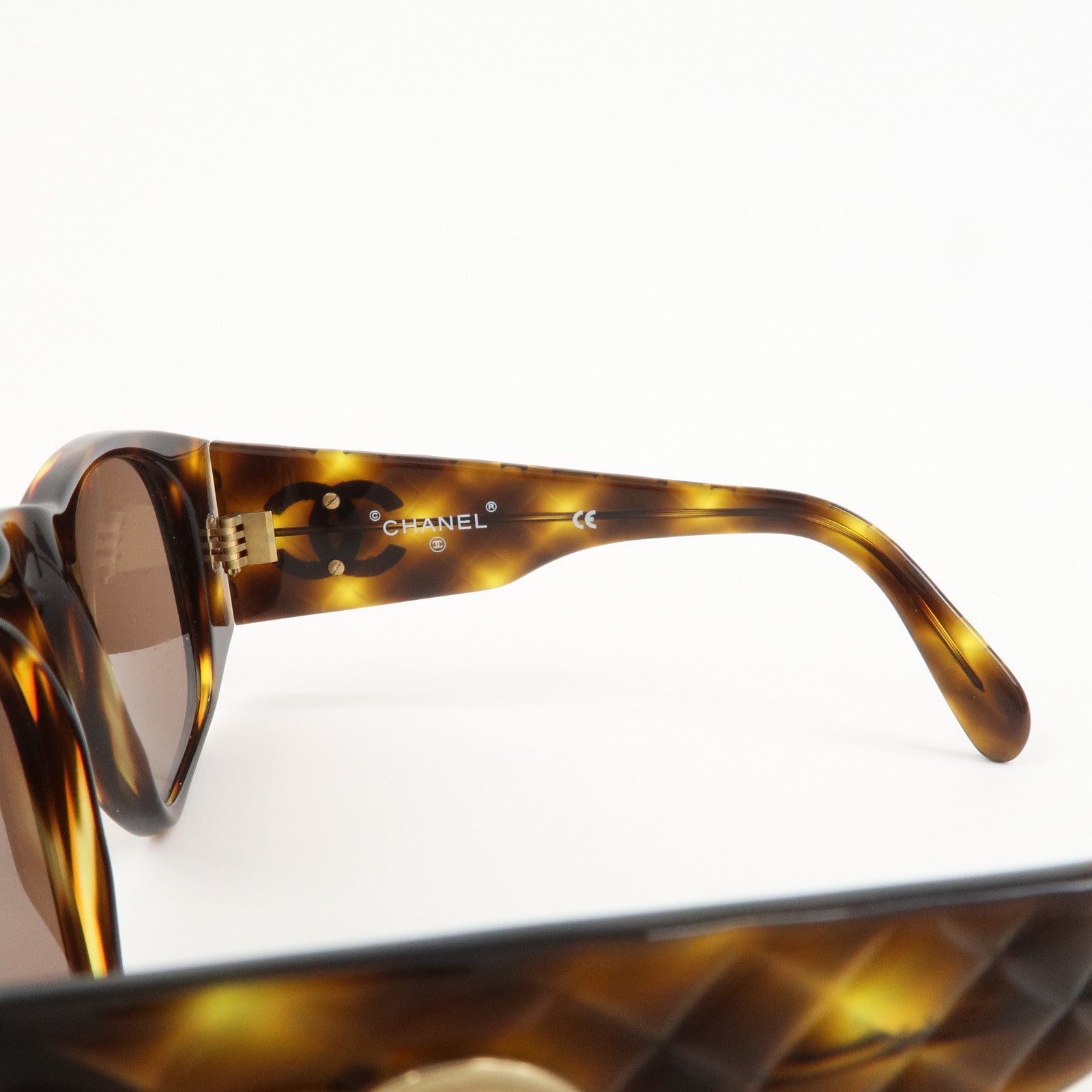 CHANEL COCO Mark Plastic Sunglasses Tortoiseshell Brown