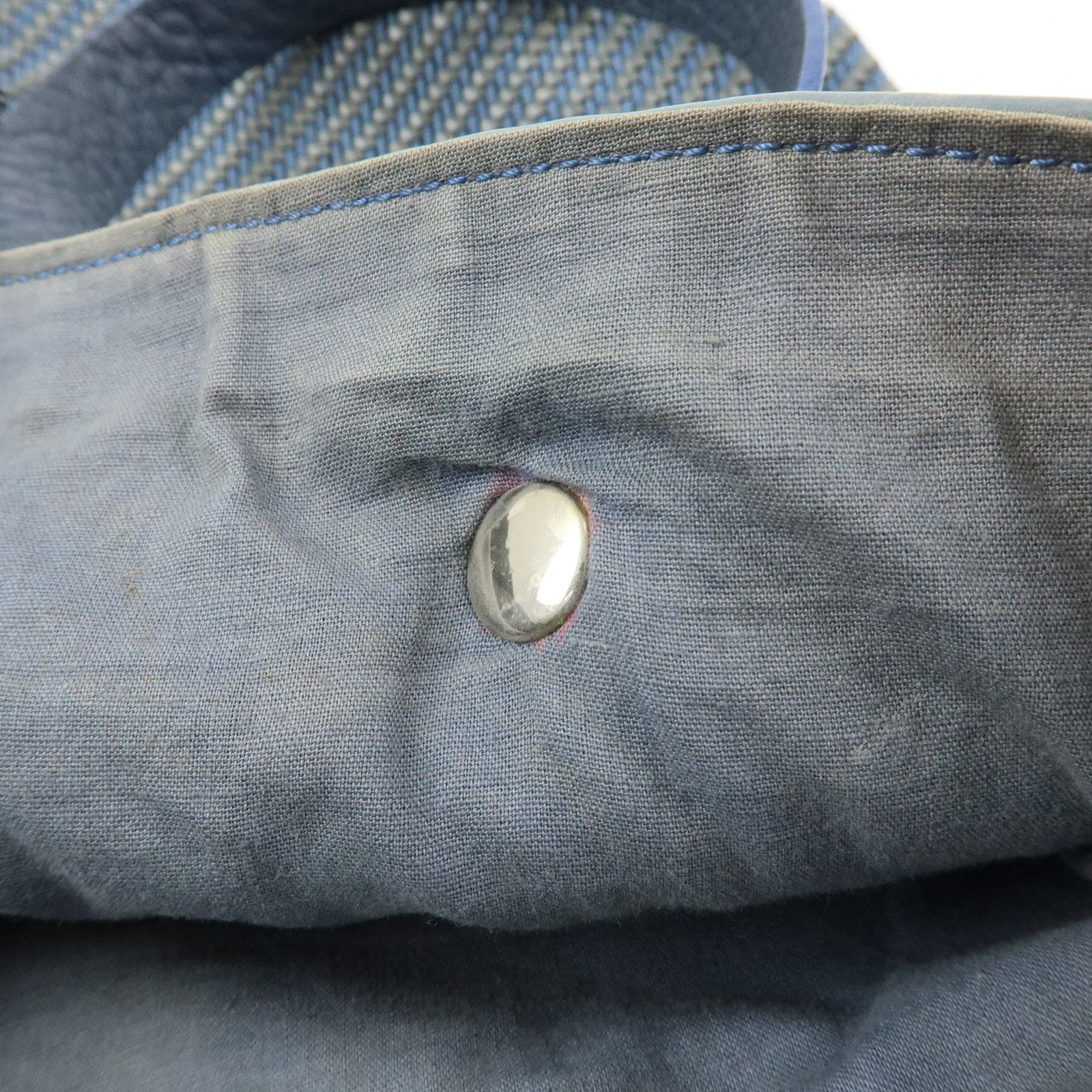 HERMES Amedaba PM Polyester Leather Mini Tote Hand Bag Blue