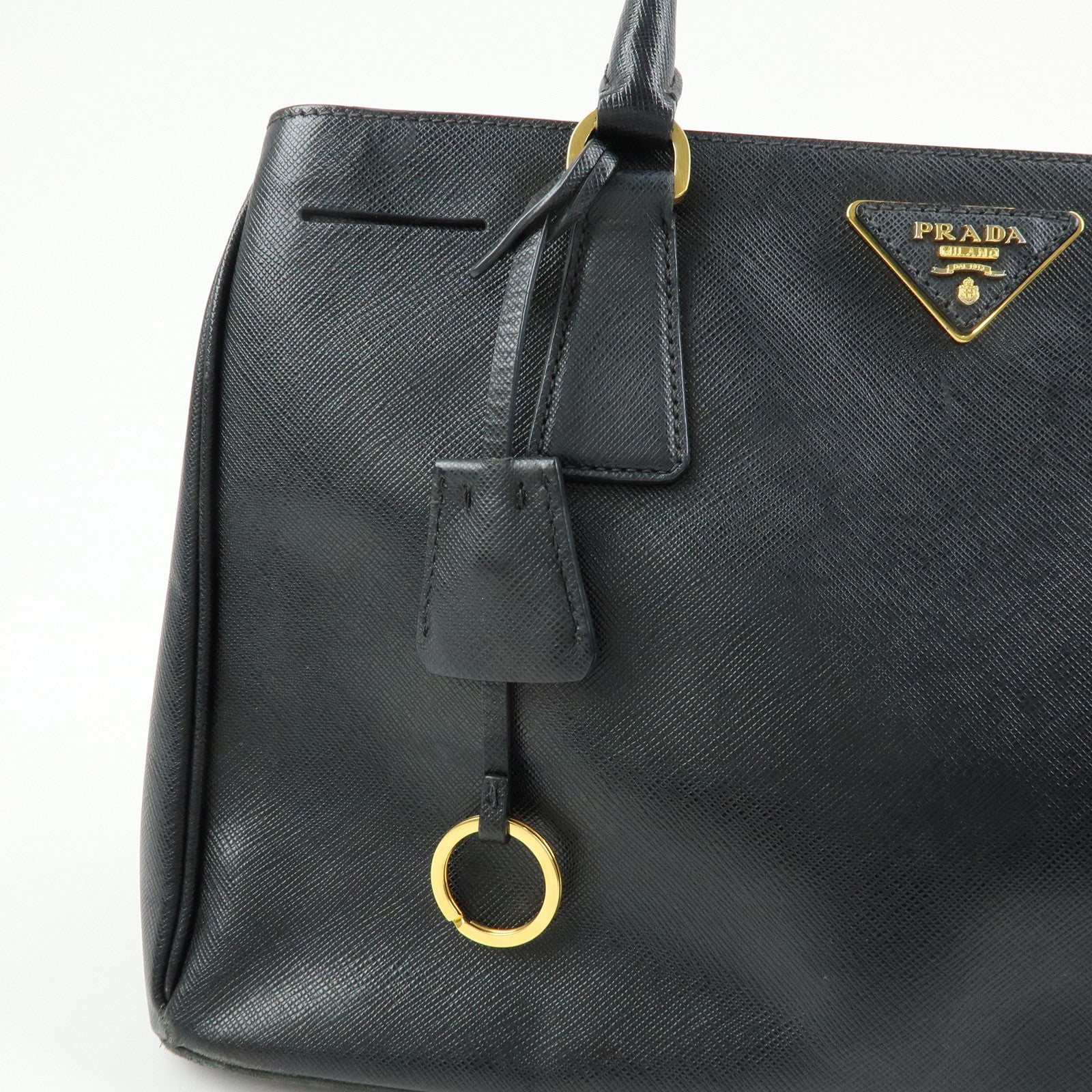 PRADA Triangle Logo Galleria Saffiano Leather 2Way Bag Black 1BA274