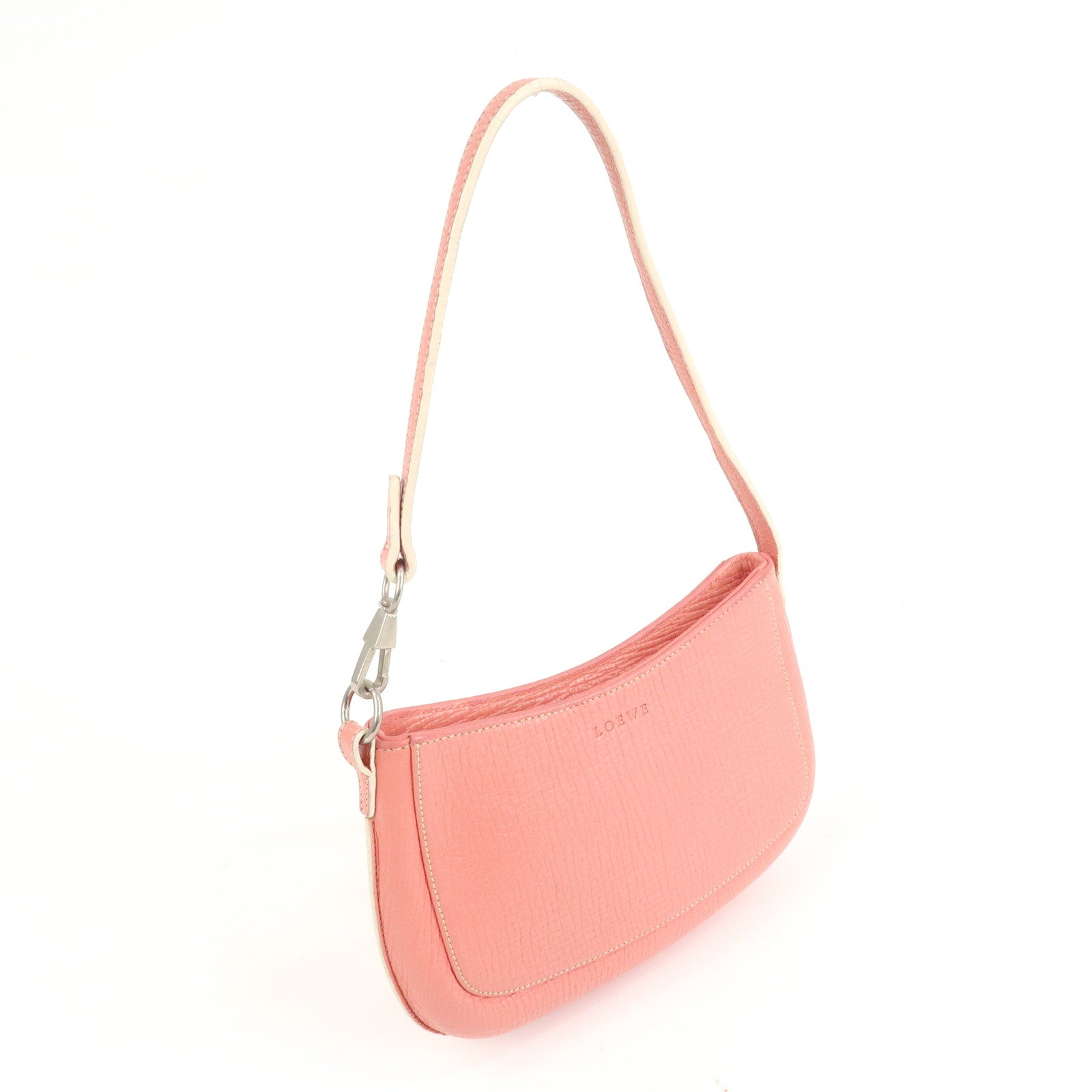LOEWE Leather Shoulder Bag Hand Bag Pink Silver Hardware