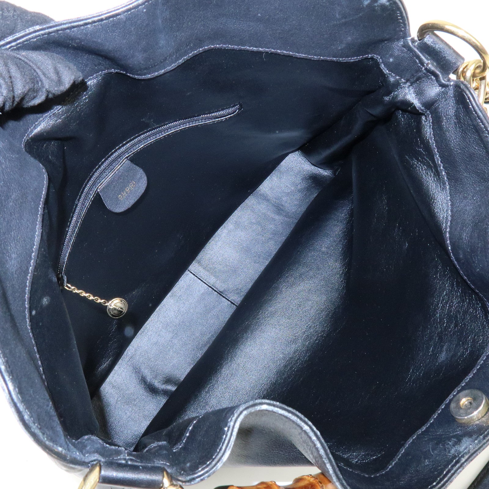 GUCCI Bamboo Leather 2Way Hand Shoulder Bag Black 001・2058・1577・0