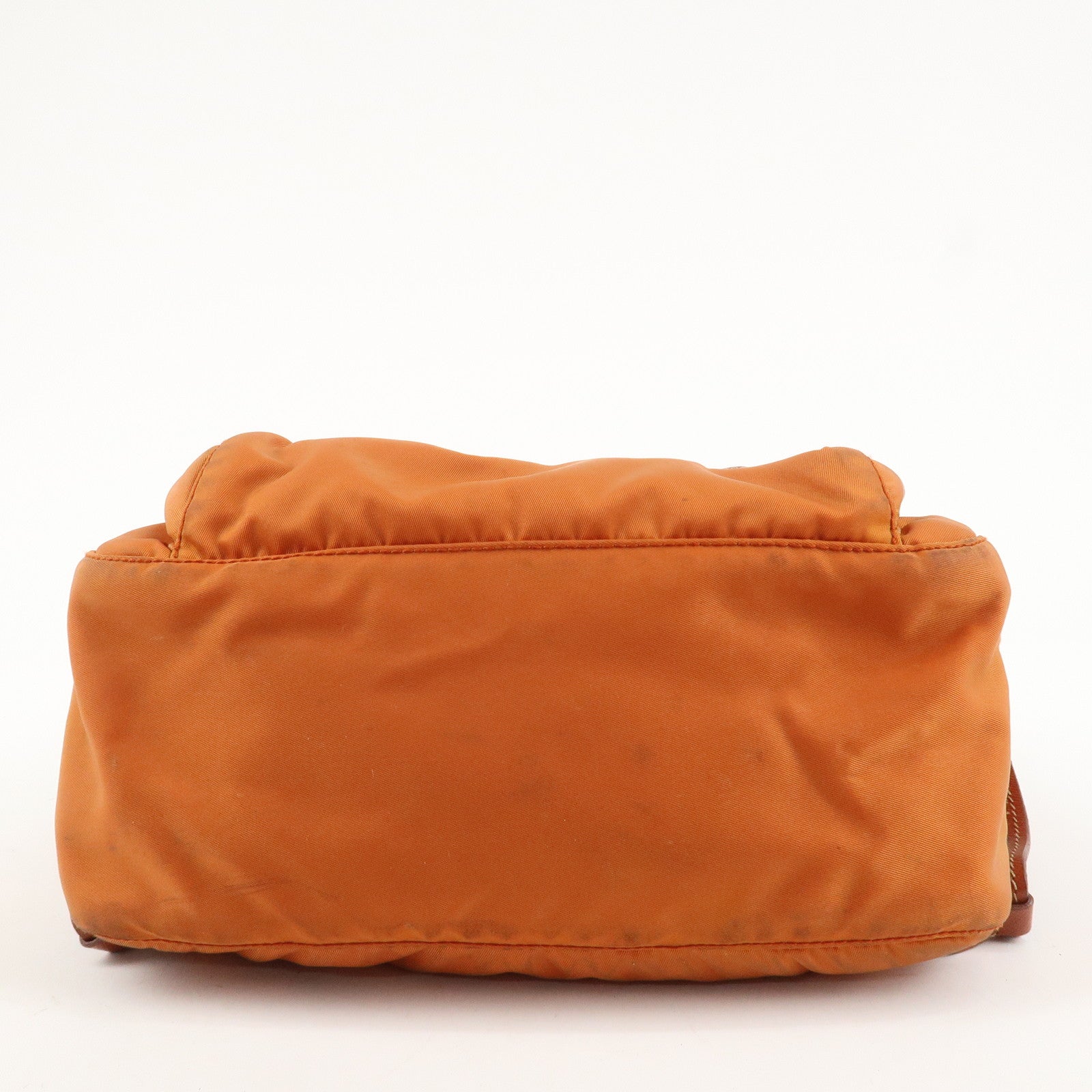 PRADA Logo Nylon Leather Shoulder Bag Crossbody Bag Orange BT0692 Used