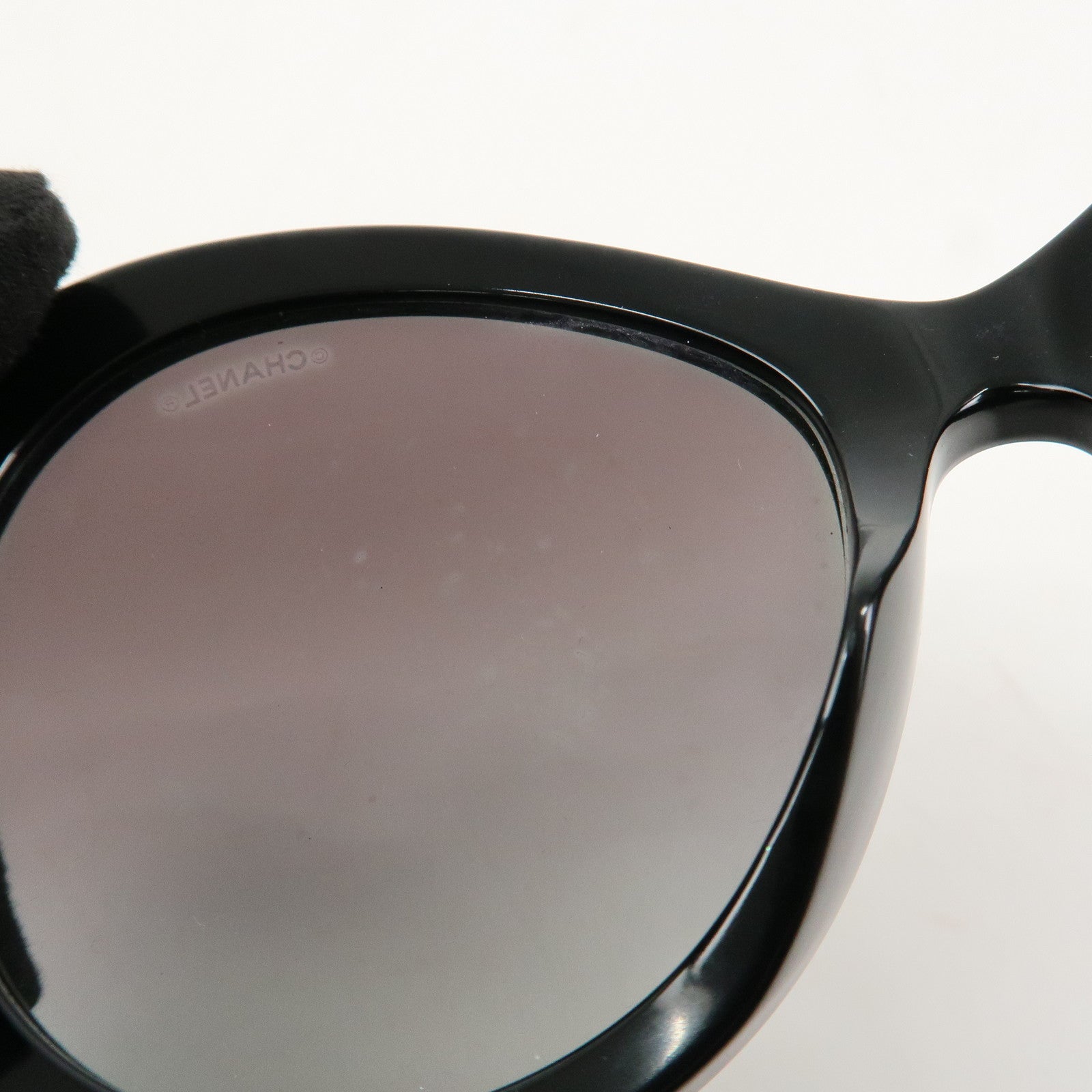 CHANEL COCO Mark Plastic Sunglasses 56□19 Black 5372-A Used