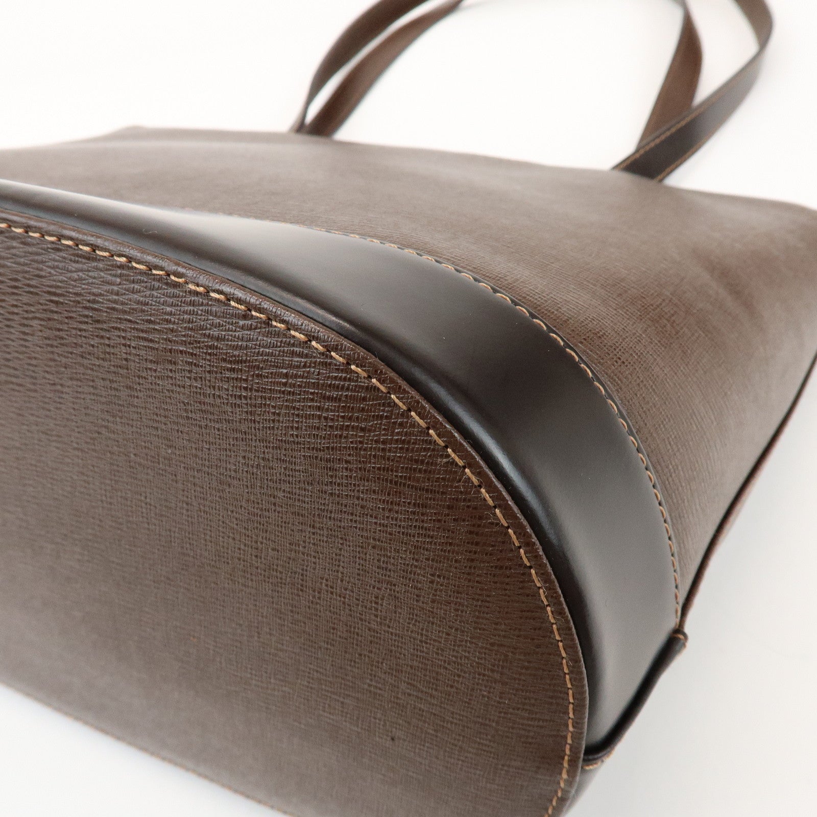 BURBERRY Logo Leather Tote Bag Shoulder Bag Brown