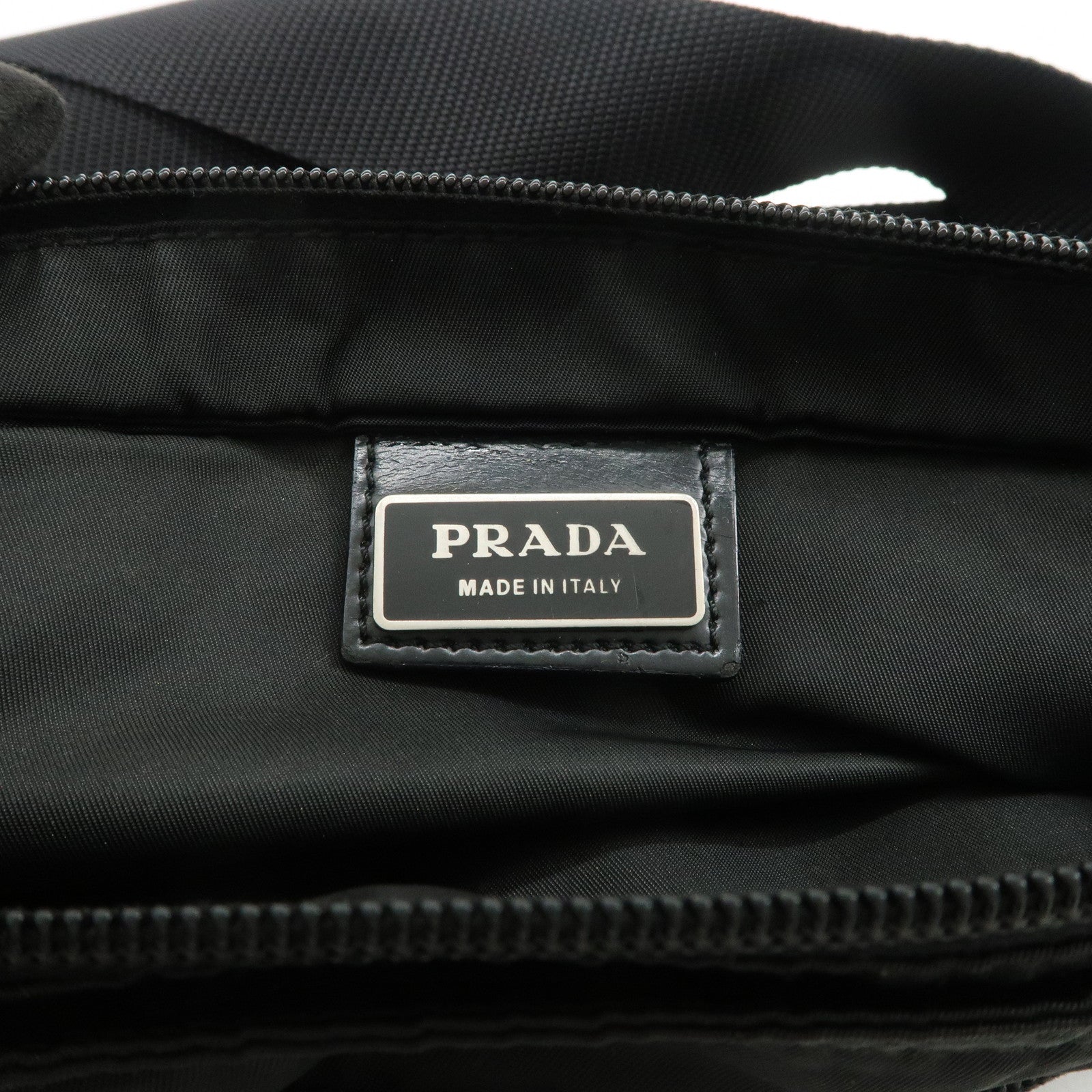 PRADA Triangle Logo Nylon Leather Shoulder Bag Crossbody Bag Black