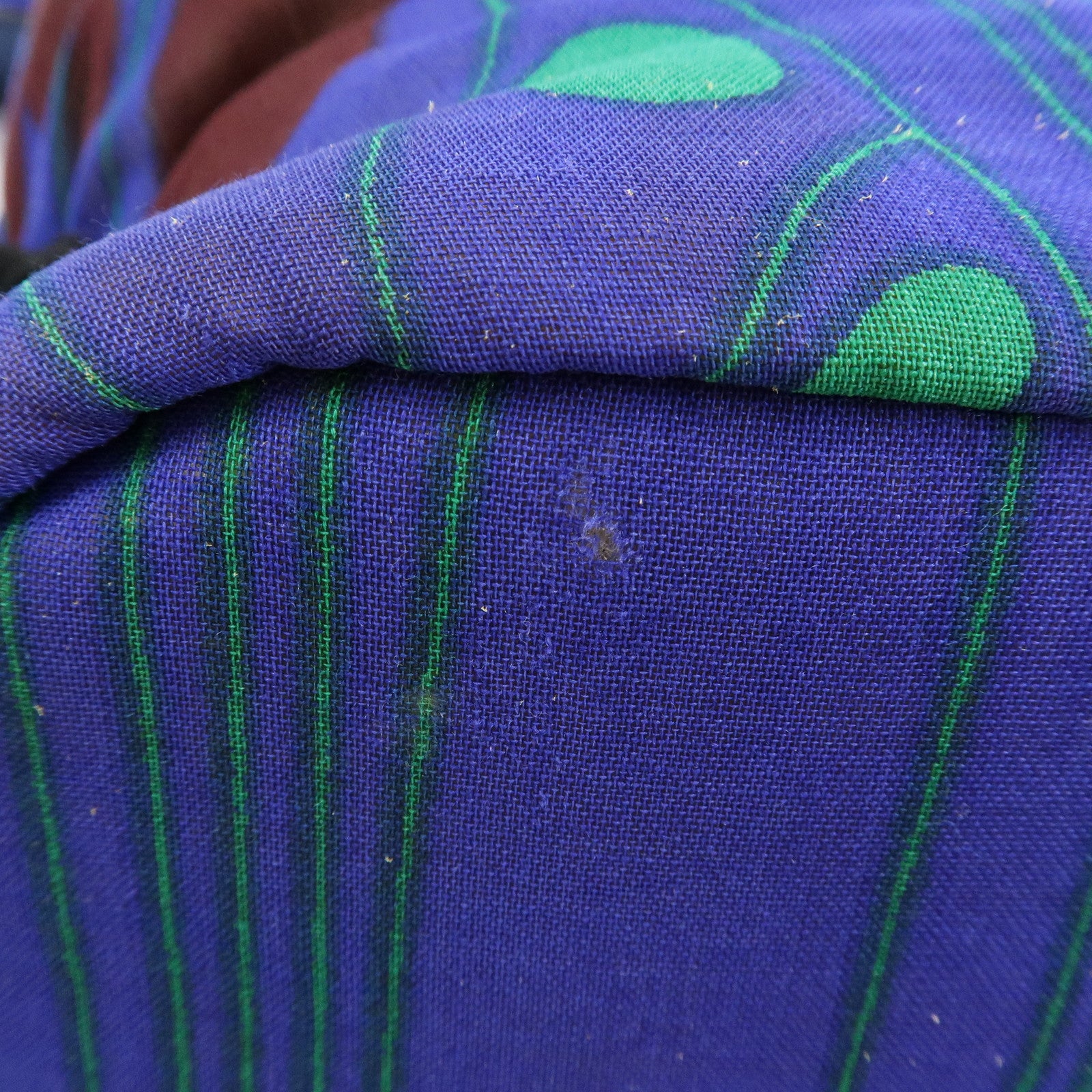 PRADA Triangle Logo Linen Leather 2Way Bag Flower Motif Blue BR4696