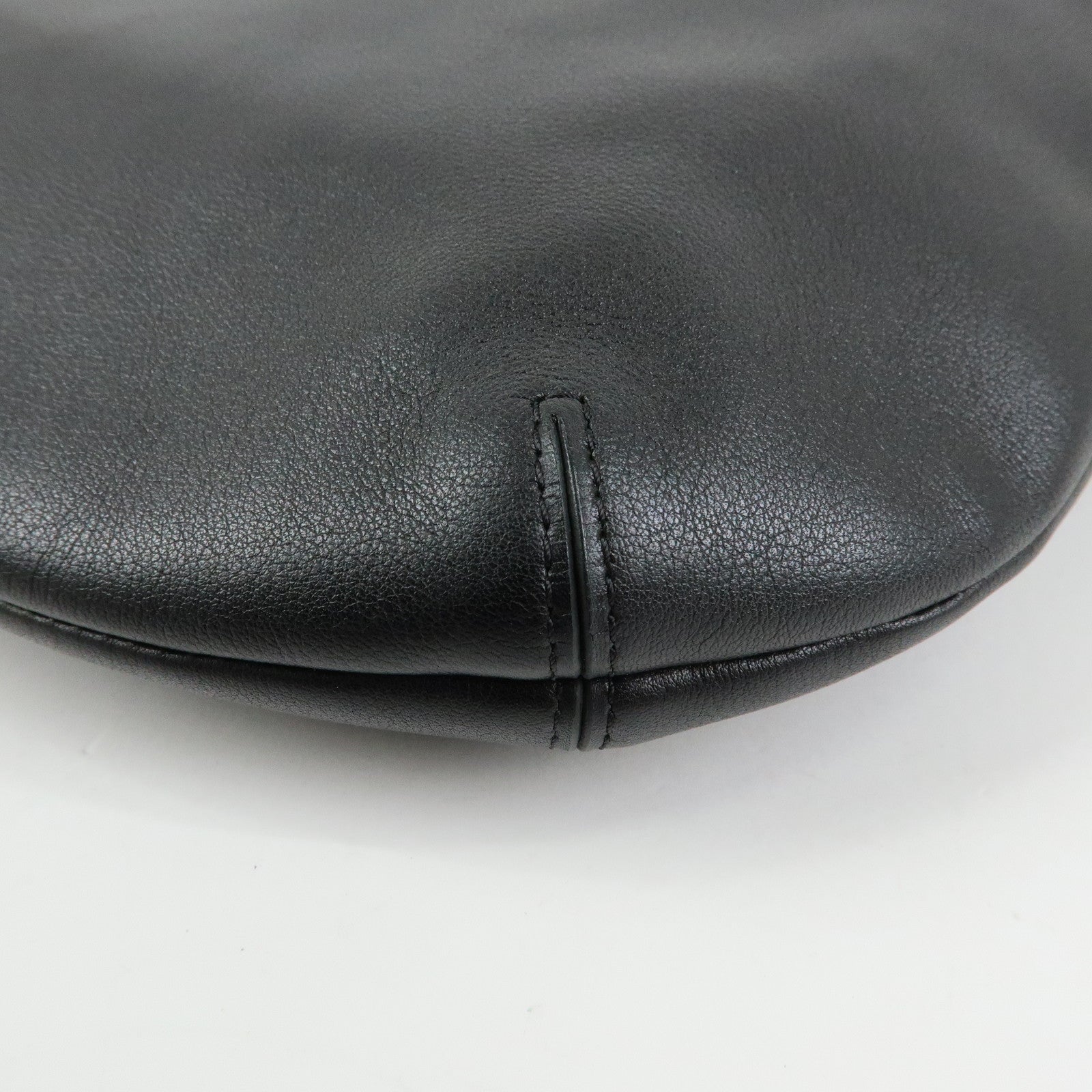 DELVAUX Louise Leather Shoulder Bag Hand Bag Black