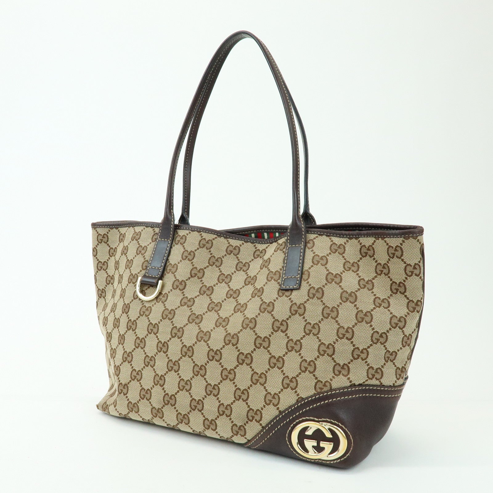 GUCCI New Britt Interlocking G Tote Bag Shoulder Bag Brown 169946