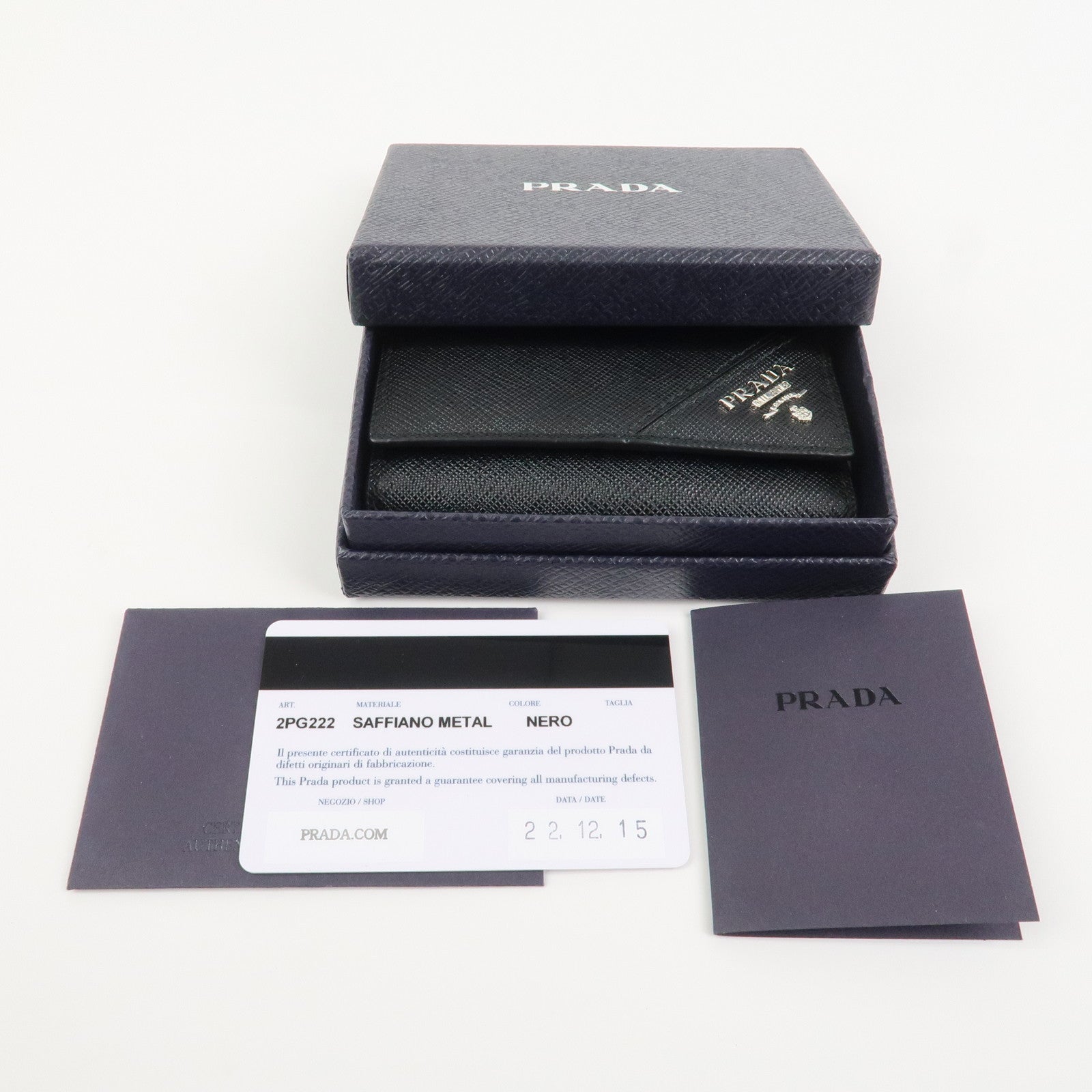PRADA Logo Saffiano Leather 6 Rings Key Case Black 2PG222