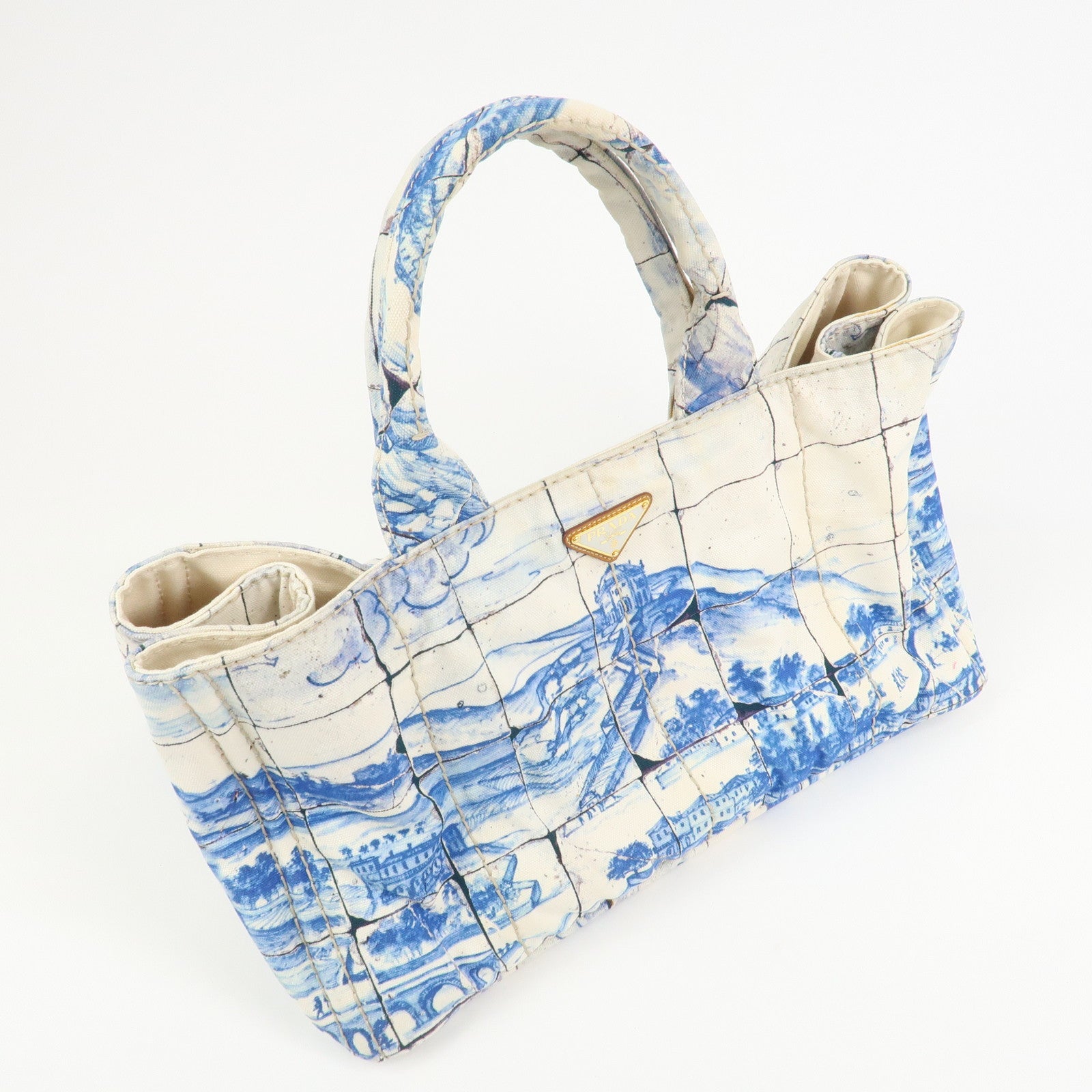 PRADA Canapa Large Denim 2Way Bag Tote Bag Shoulder Bag Blue B1872B