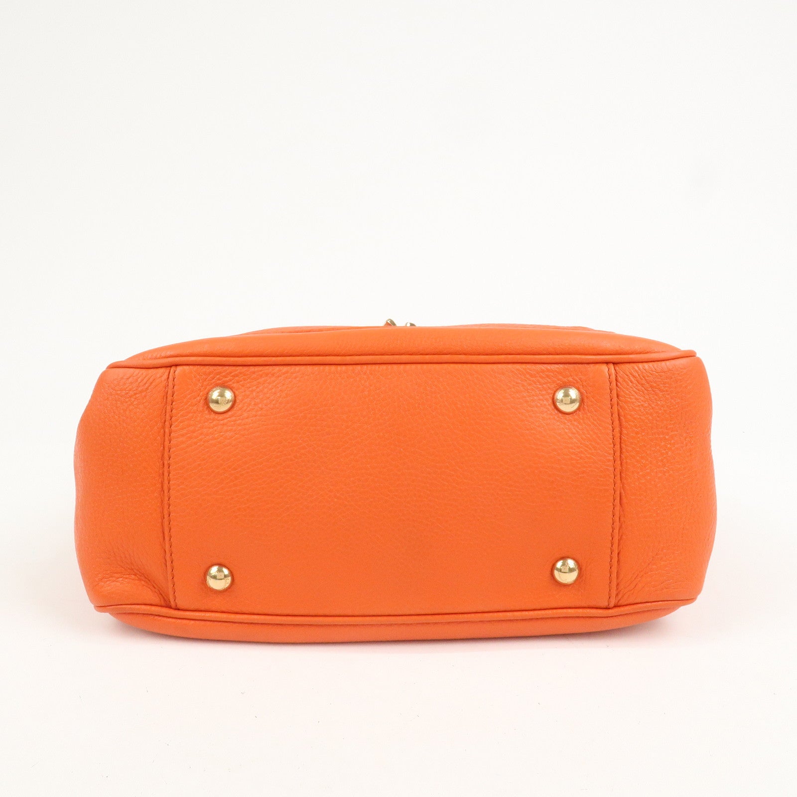 Ferragamo Gancini Leather Hand Bag Orange Gold HDW