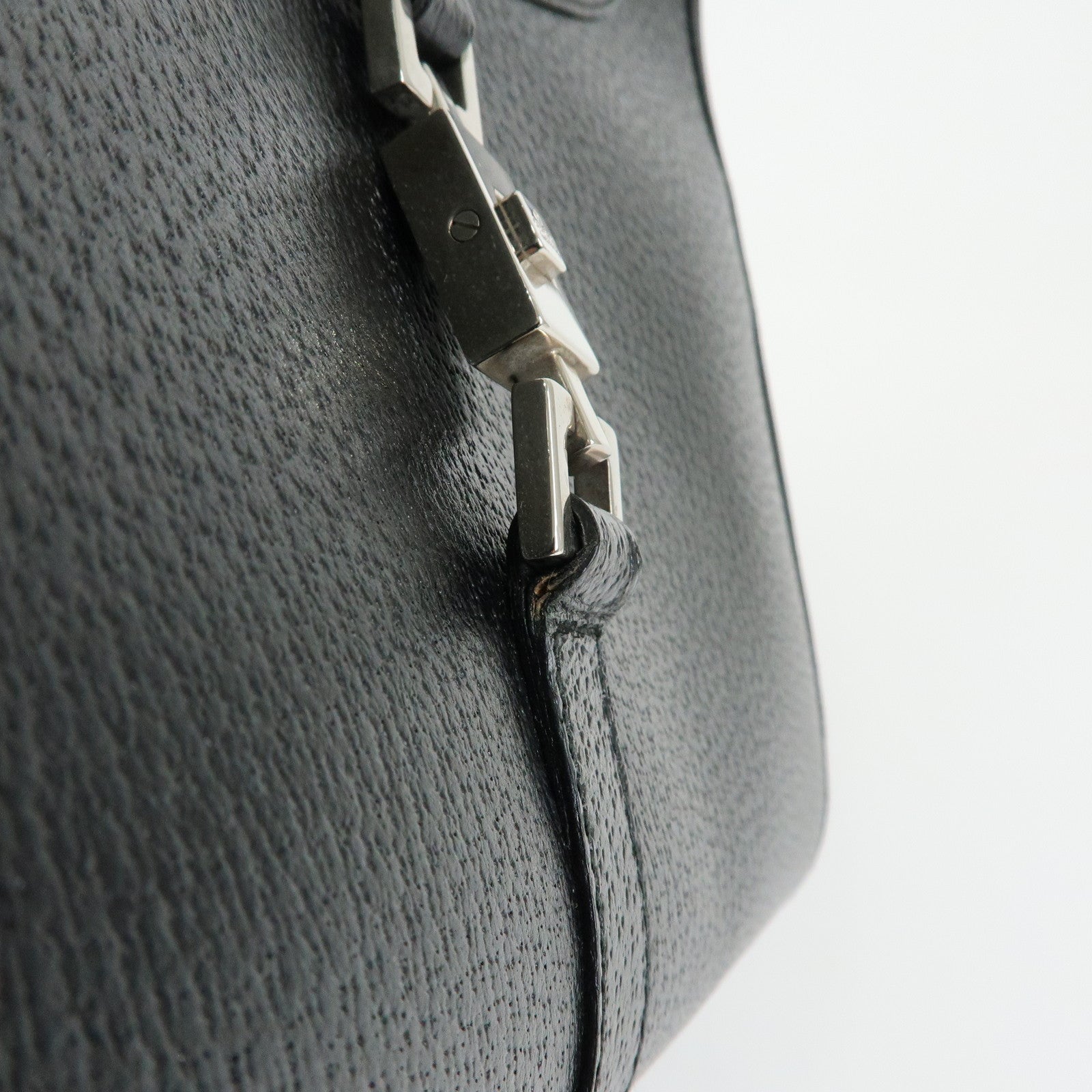 GUCCI Jackie Leather Hand Bag Black 0021068