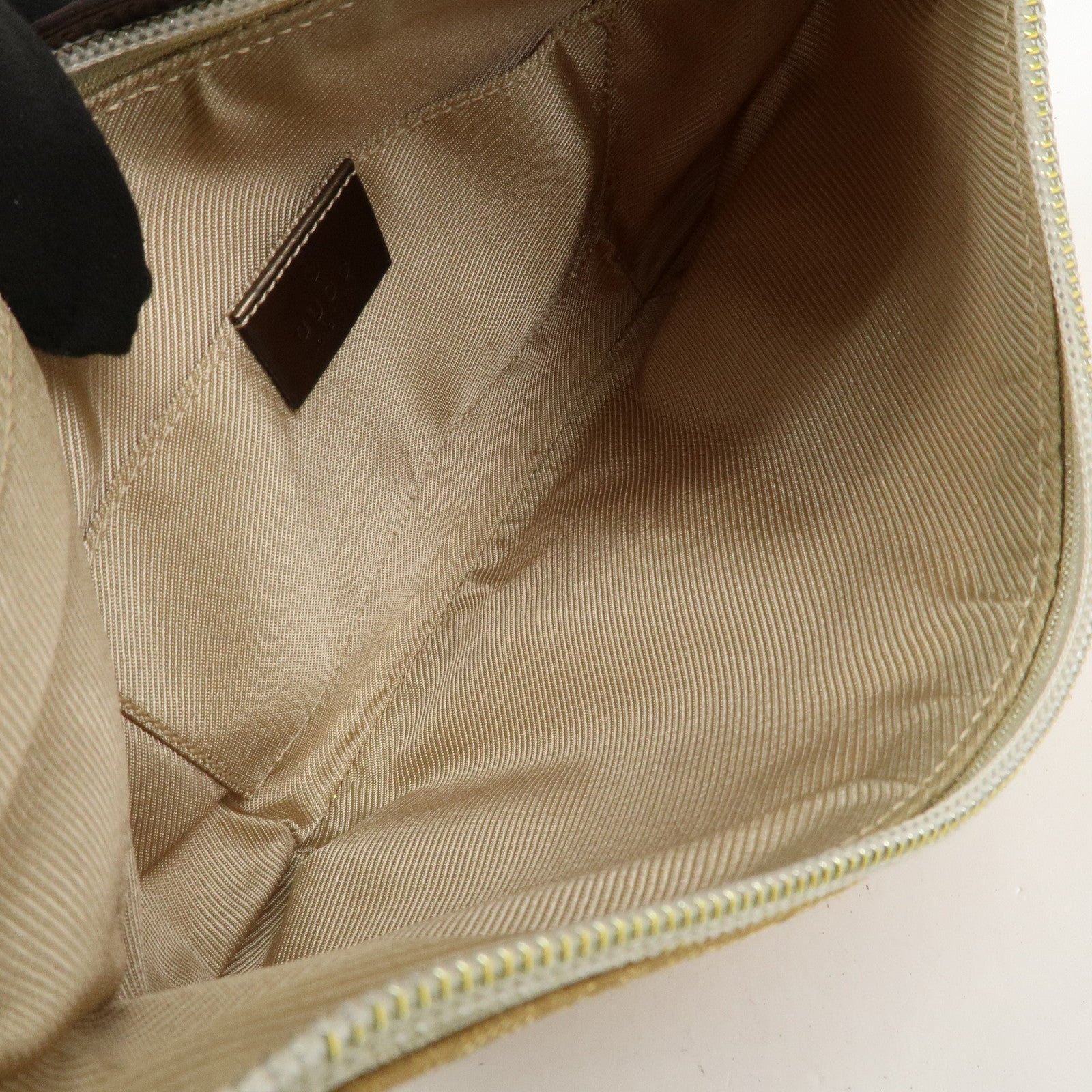 GUCCI GG Canvas Leather Shoulder Bag Hand Bag Gold 005・0813