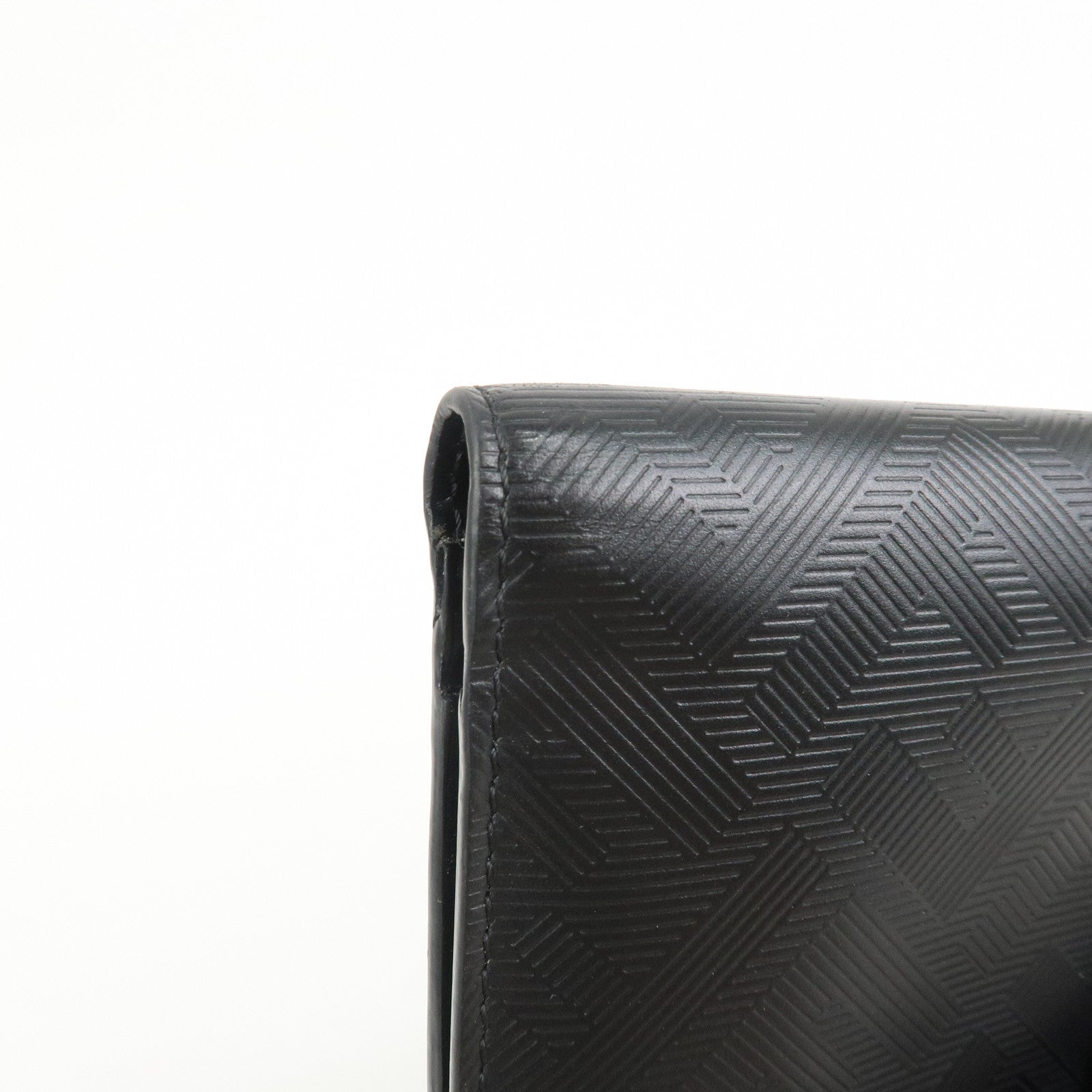 FENDI Shadow Leather Flap Long Wallet Black 7M0355