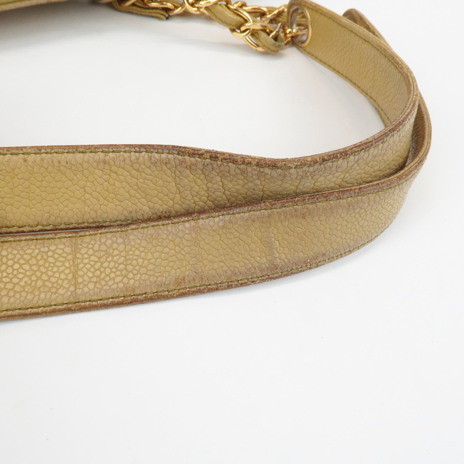 CHANEL COCO Mark Caviarskin Chain Shoulder Bag Yellow