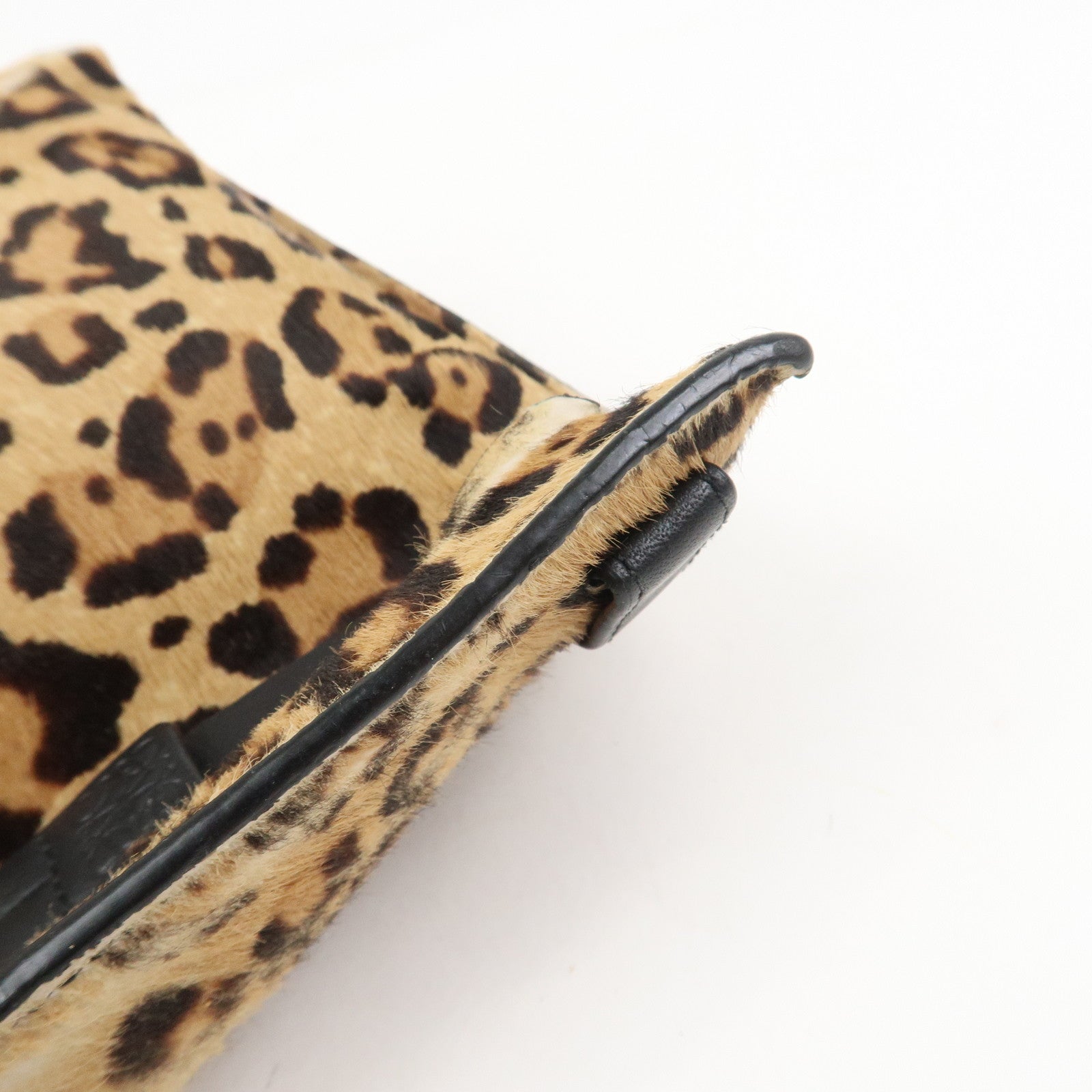 LOEWE Anagram Logo Unborn Calf Leather Clutch Bag Pouch Leopard