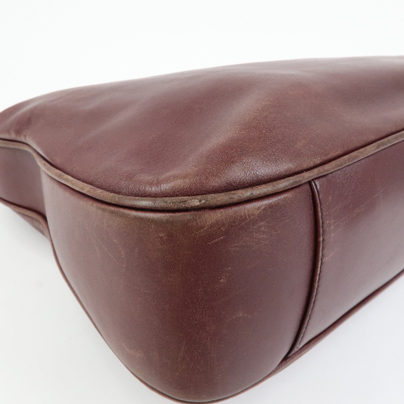 GUCCI Bamboo Leather 2Way Bag Hand Shoulder Bag Bordeaux 001・1577
