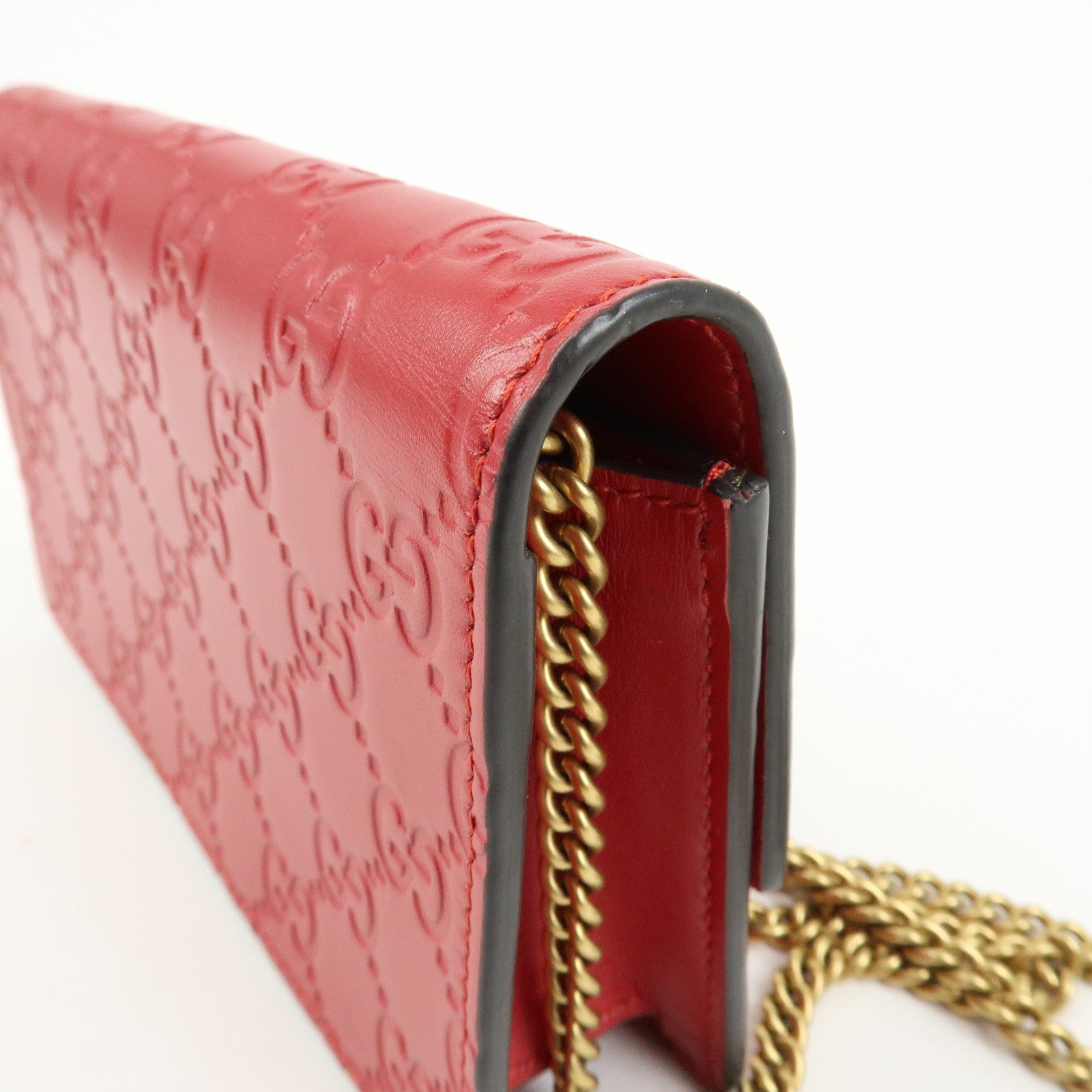GUCCI Interlocking G Guccissima Chain Shoulder Bag Cherry 481291
