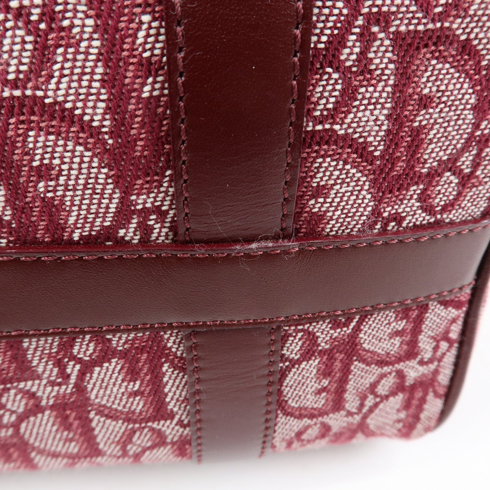 Christian Dior Trotter Jacquard Leather Boston Bag Burgundy