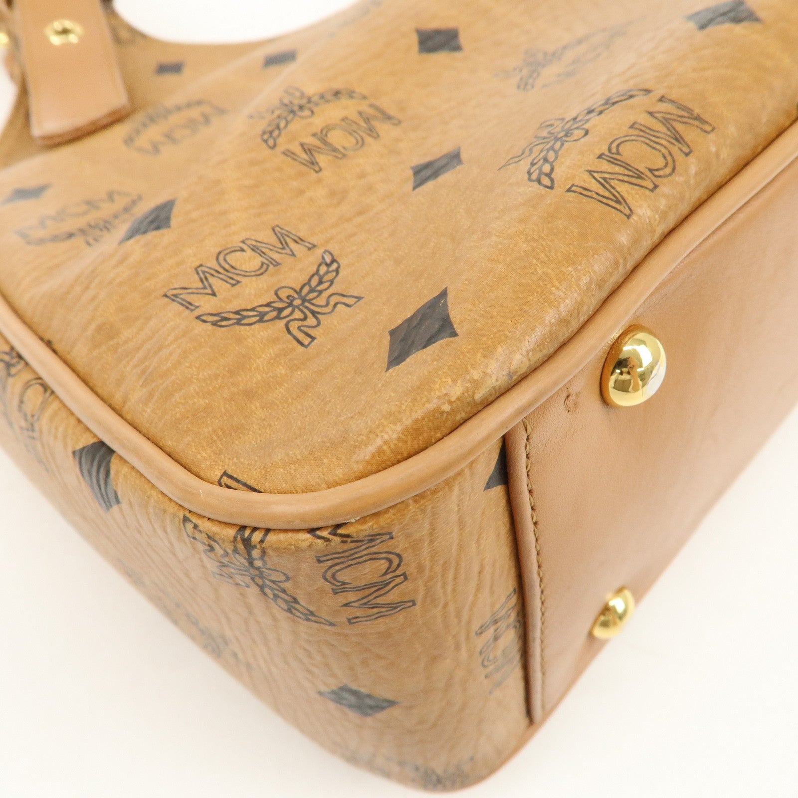 MCM Visetos Leather Hand Bag Shoulder Bag Brown Camel Brown